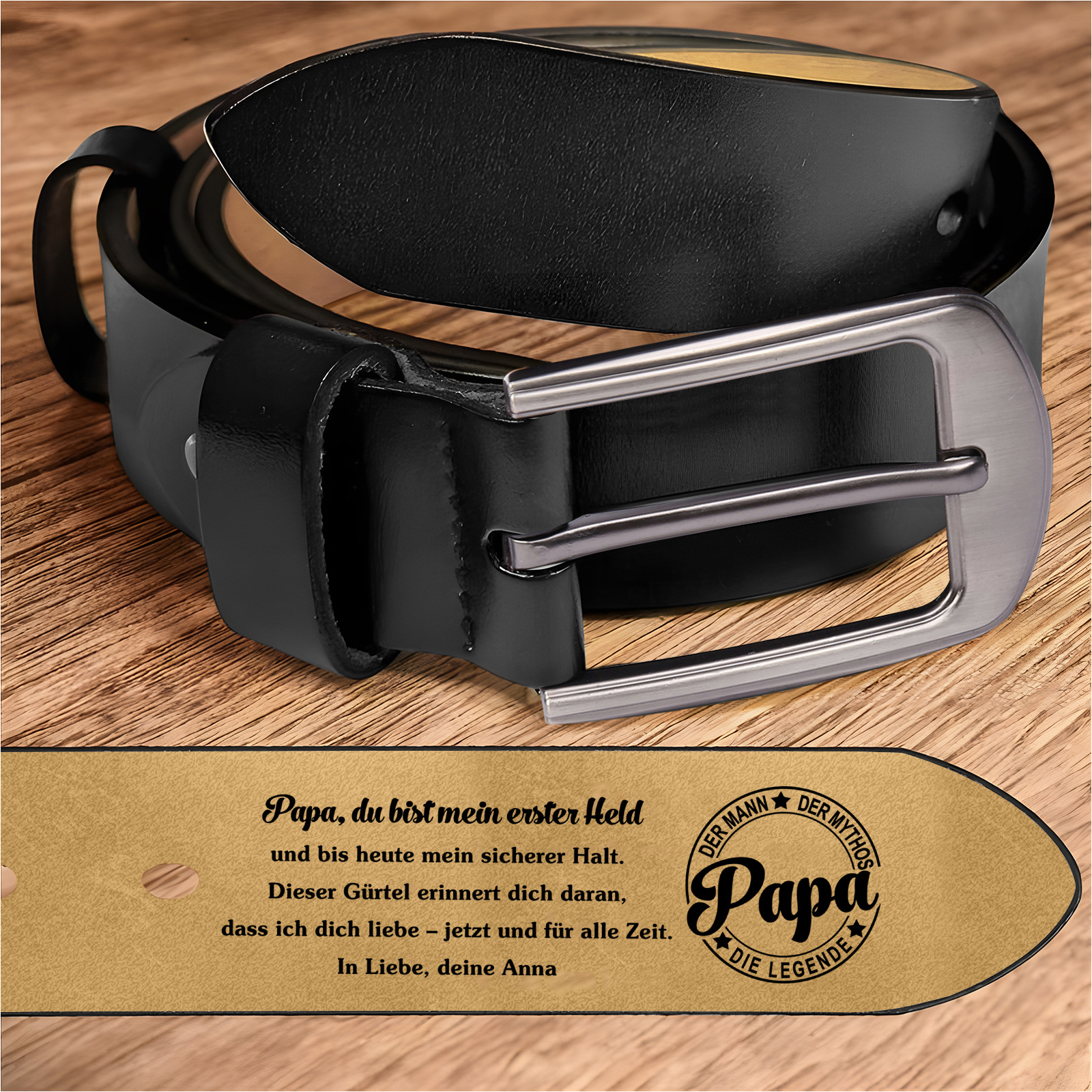 Personalisierter Ledergürtel mit Gravur Papa Herren Gürtel Geschenk für Papa zum Vatertag