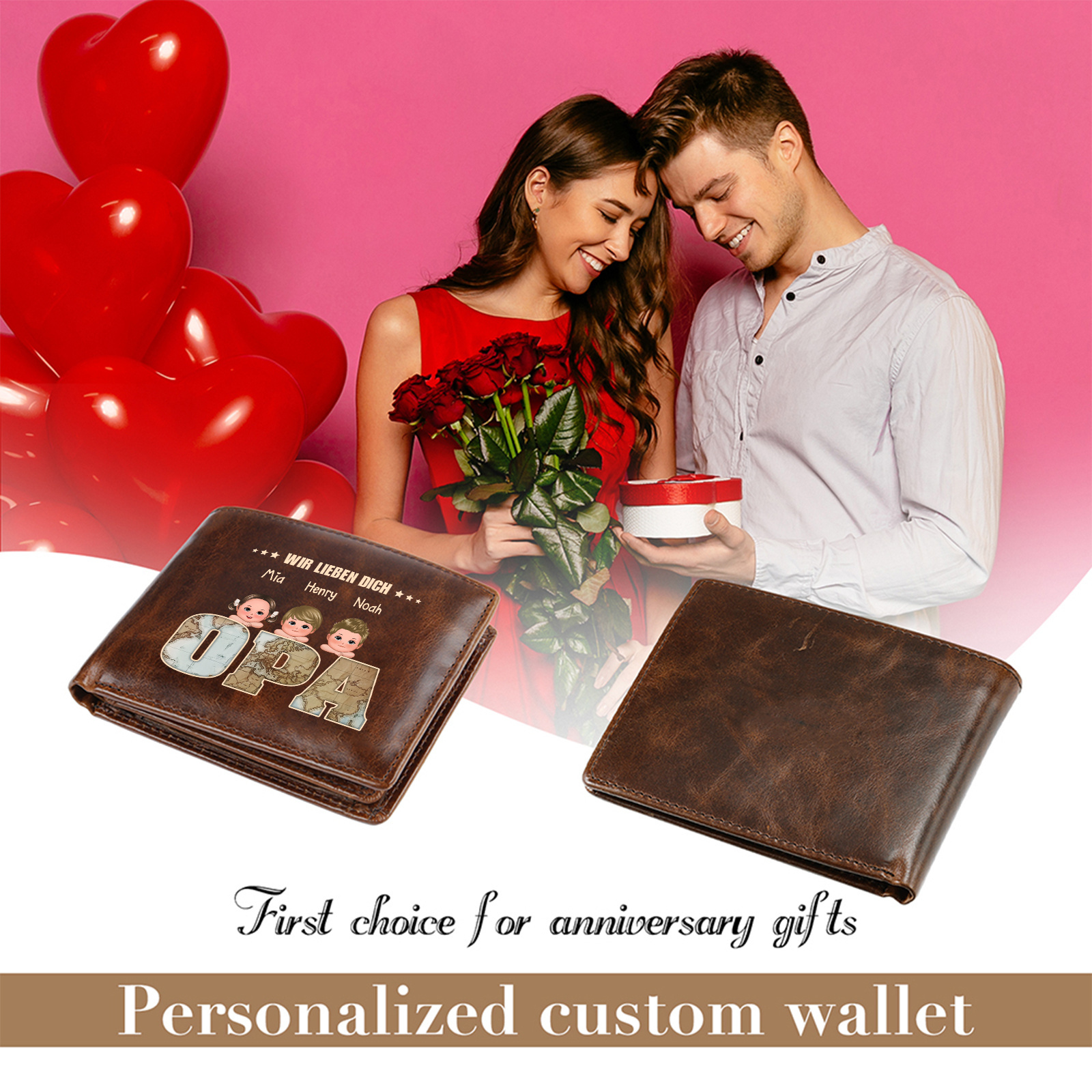 Personalisierte Leder-Geldbörse Papa Vintage——“Ein Geschenk für meinen geliebten Vater”