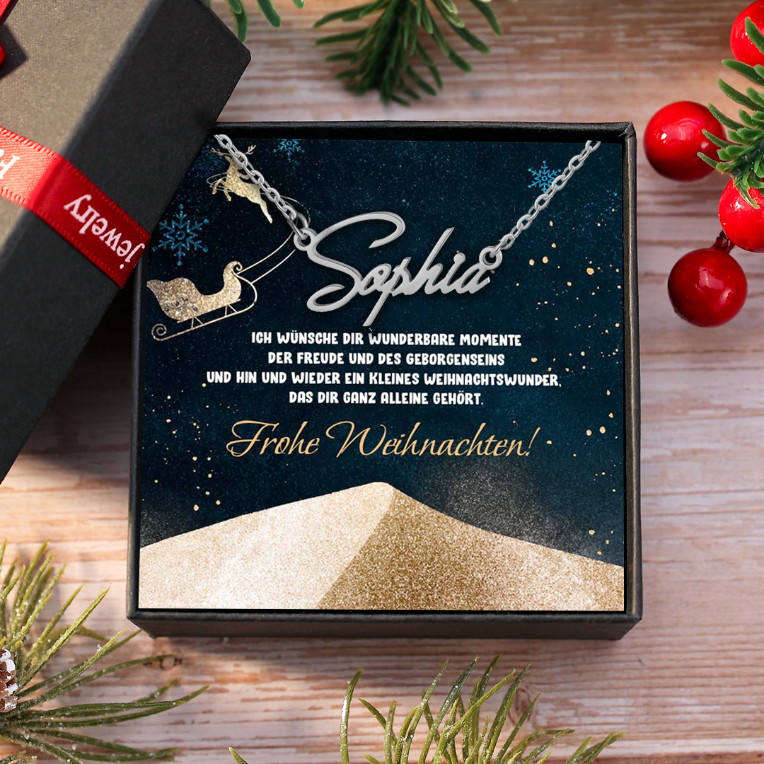 Personalisierbare Name Zarte Halskette & Geschenkkarte Geschenkbox Set