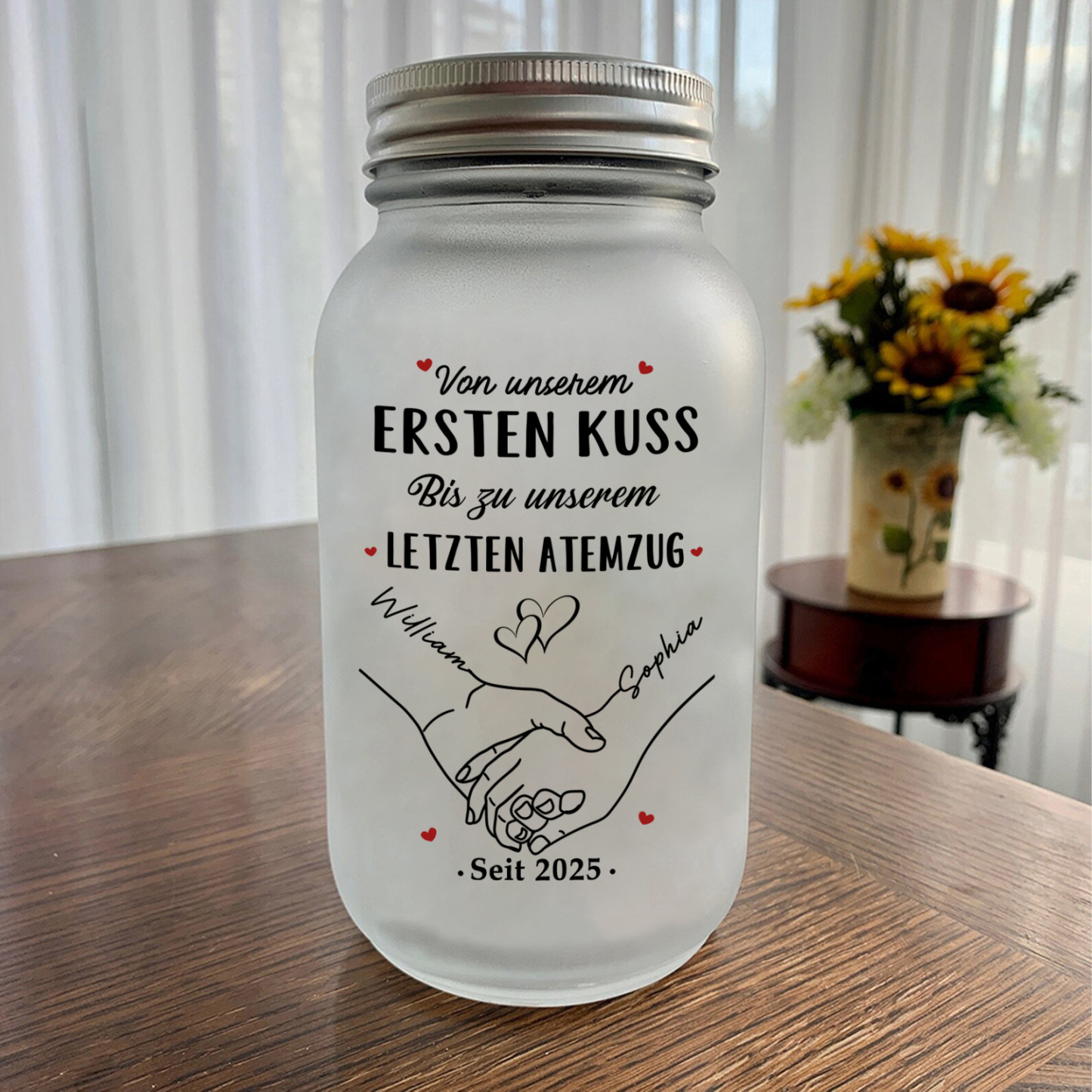 Personalisiert LED-Glasflasche Kalender für Paar — das perfekte Geschenk zu Weihnachten und zum Valentinstag