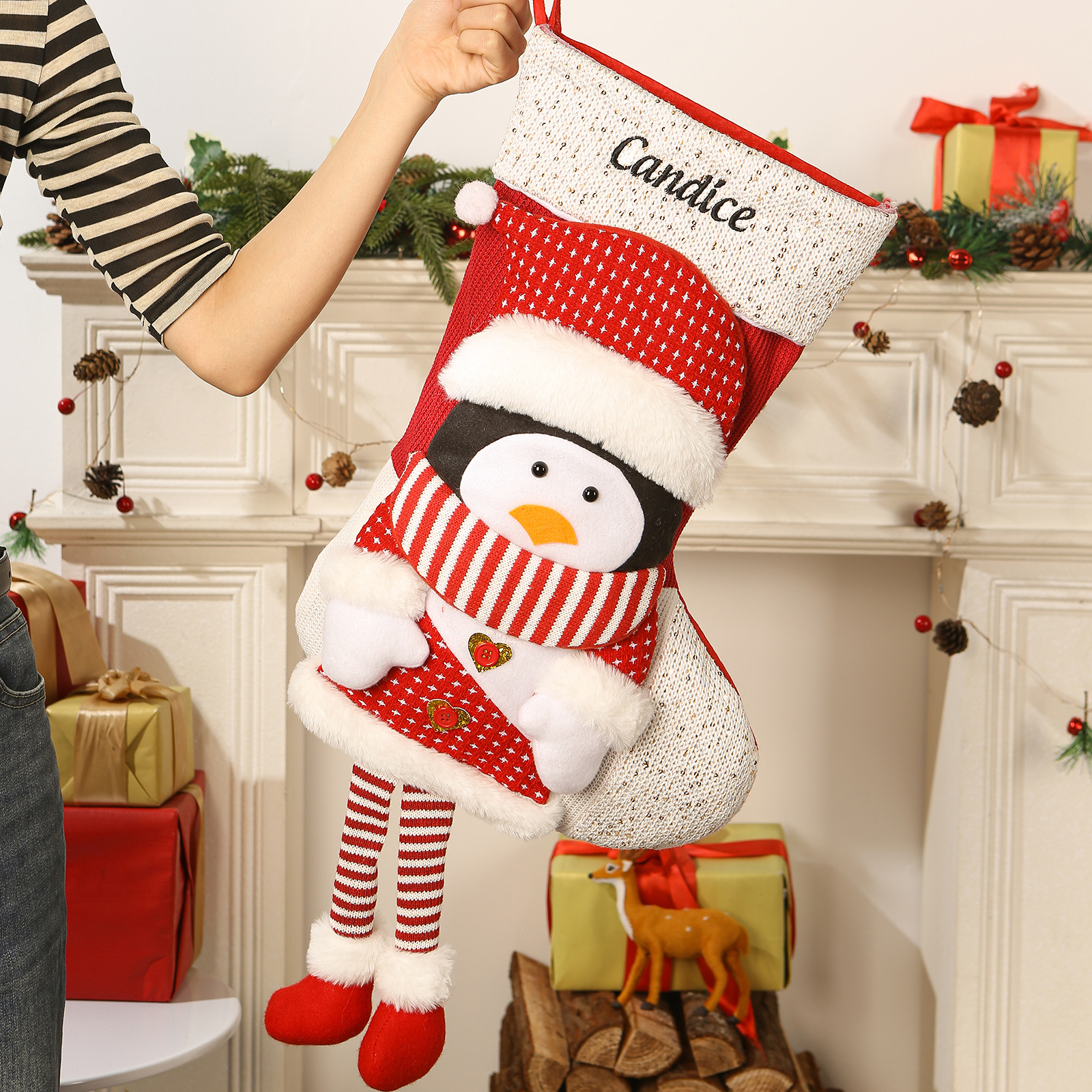 Personalisierte große niedliche Plüsch-Weihnachtsstrumpf