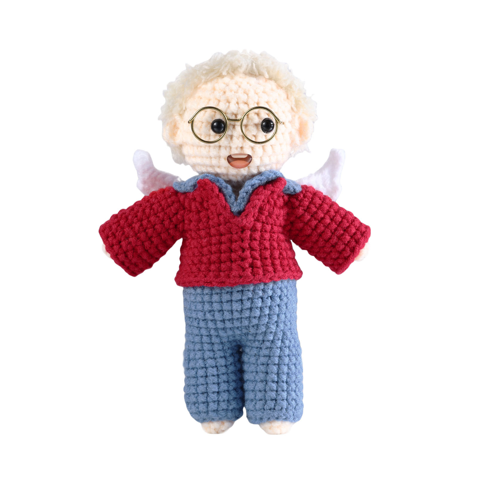 Handgefertigter Personalisierter Foto Häkelpuppe aus Garn mit Kleid zum Verkauf