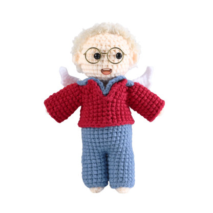 Handgefertigter Personalisierter Foto Häkelpuppe aus Garn mit Kleid zum Verkauf