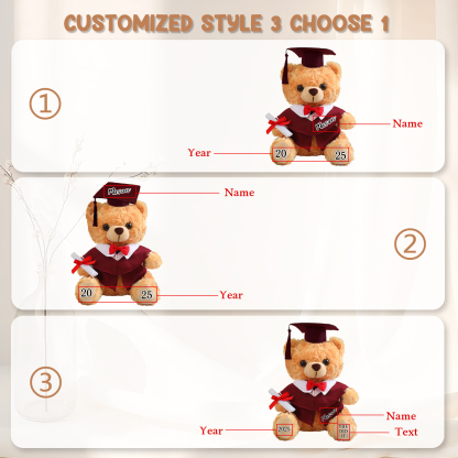 Personalisierbar 3 Stile mit Jahr & Name & Text Abschlussbär Bär Ornament ABI Geschenk Dekoration