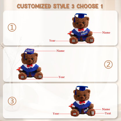 Personalisierbar 3 Stile mit Jahr & Name & Text Abschlussbär Bär Ornament ABI Geschenk Dekoration