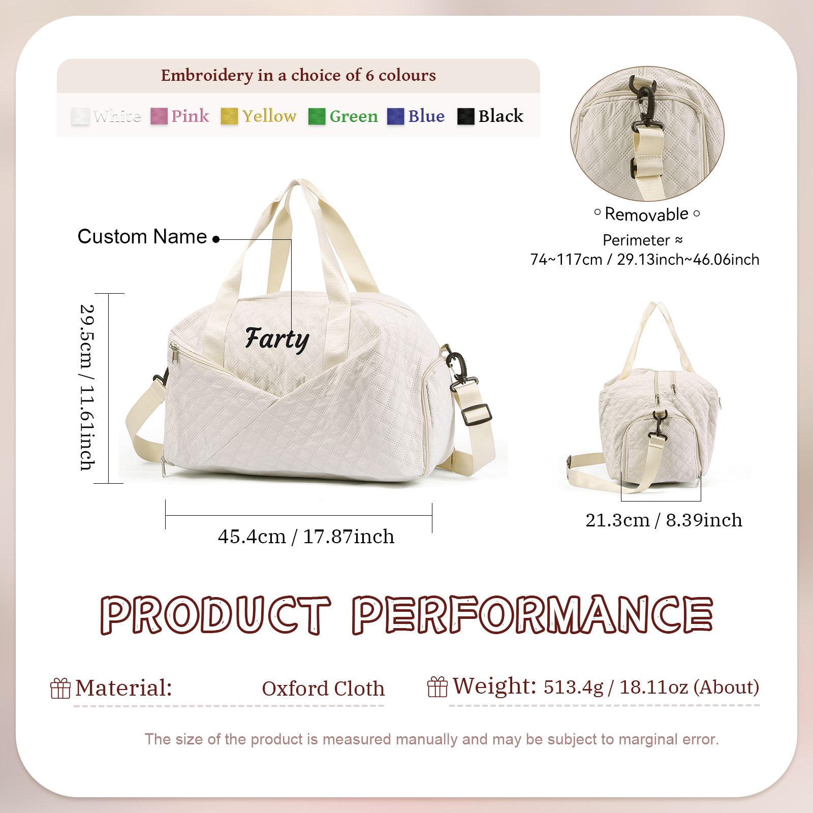 Personalisierter 1 Name Oxford-Stoff Reisetasche/Gymtasche in 3 Farben