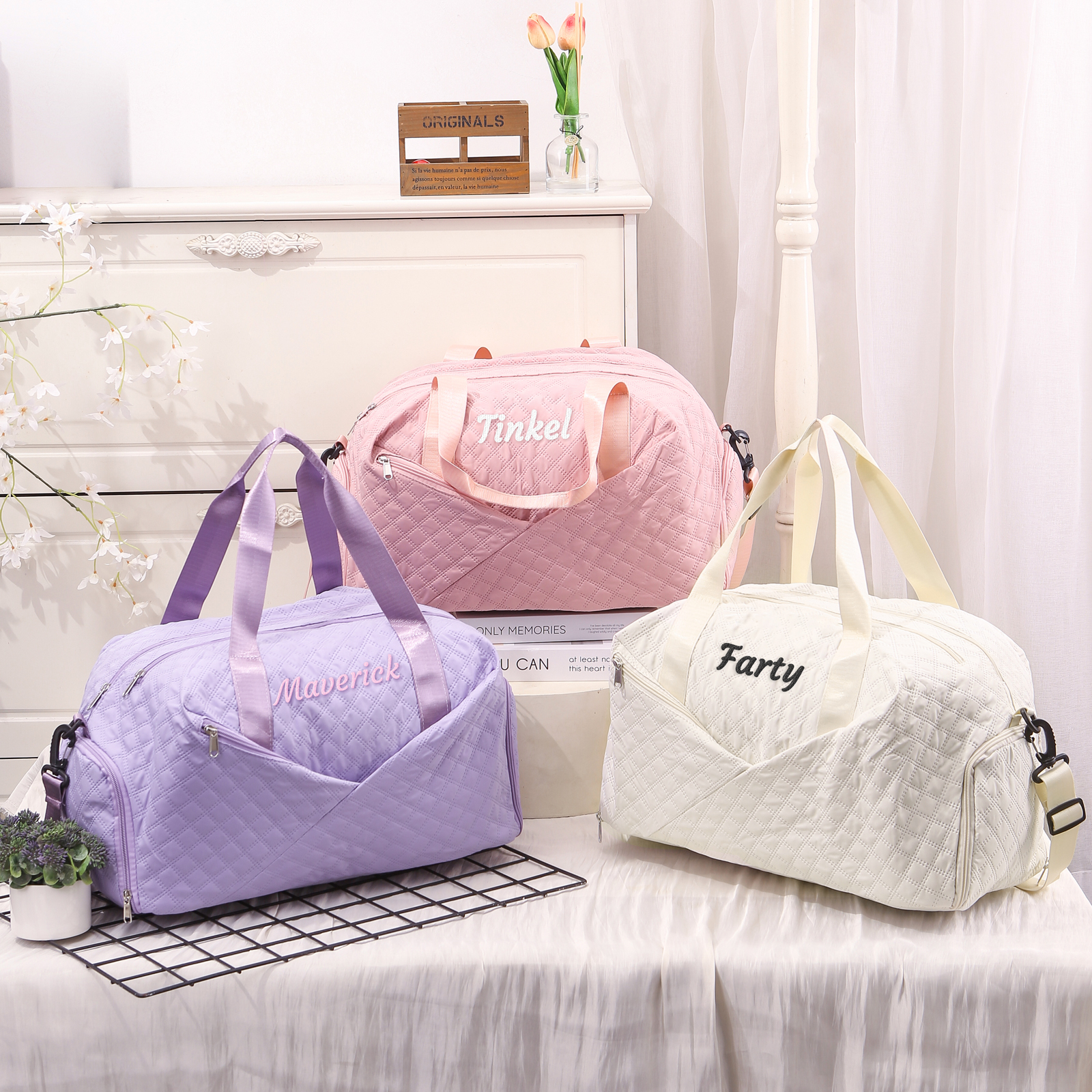 Personalisierter 1 Name Oxford-Stoff Reisetasche/Gymtasche in 3 Farben