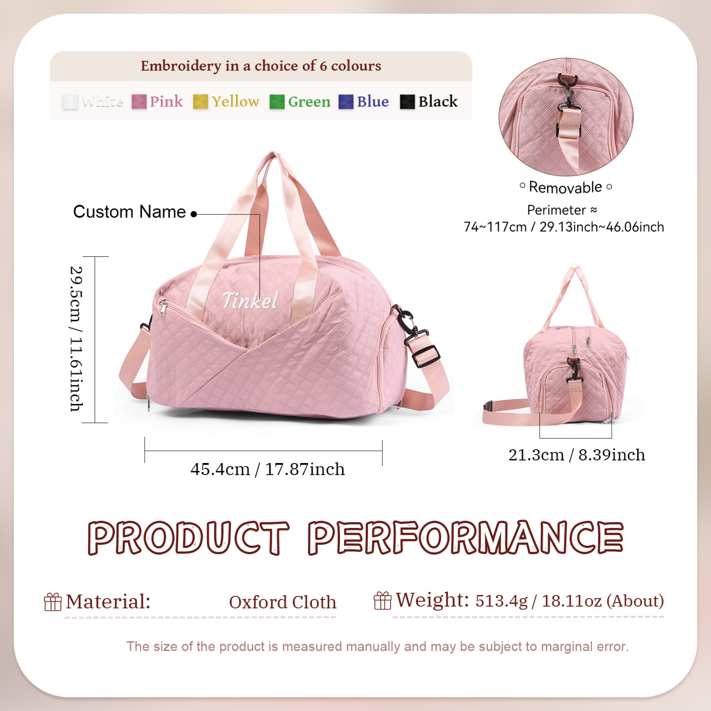 Personalisierter 1 Name Oxford-Stoff Reisetasche/Gymtasche in 3 Farben