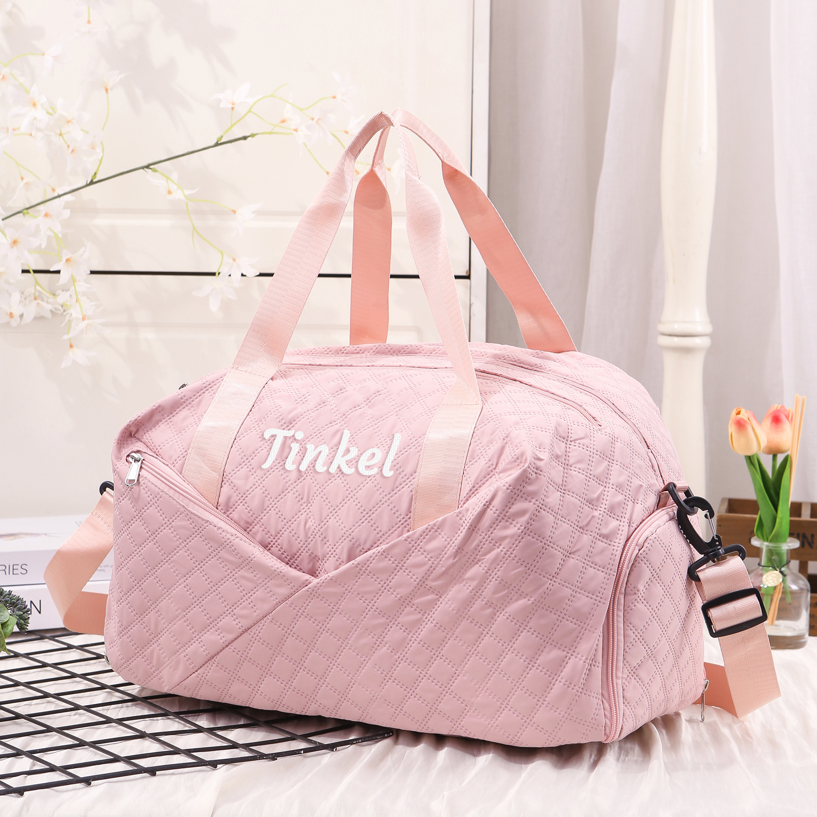 Personalisierter 1 Name Oxford-Stoff Reisetasche/Gymtasche in 3 Farben