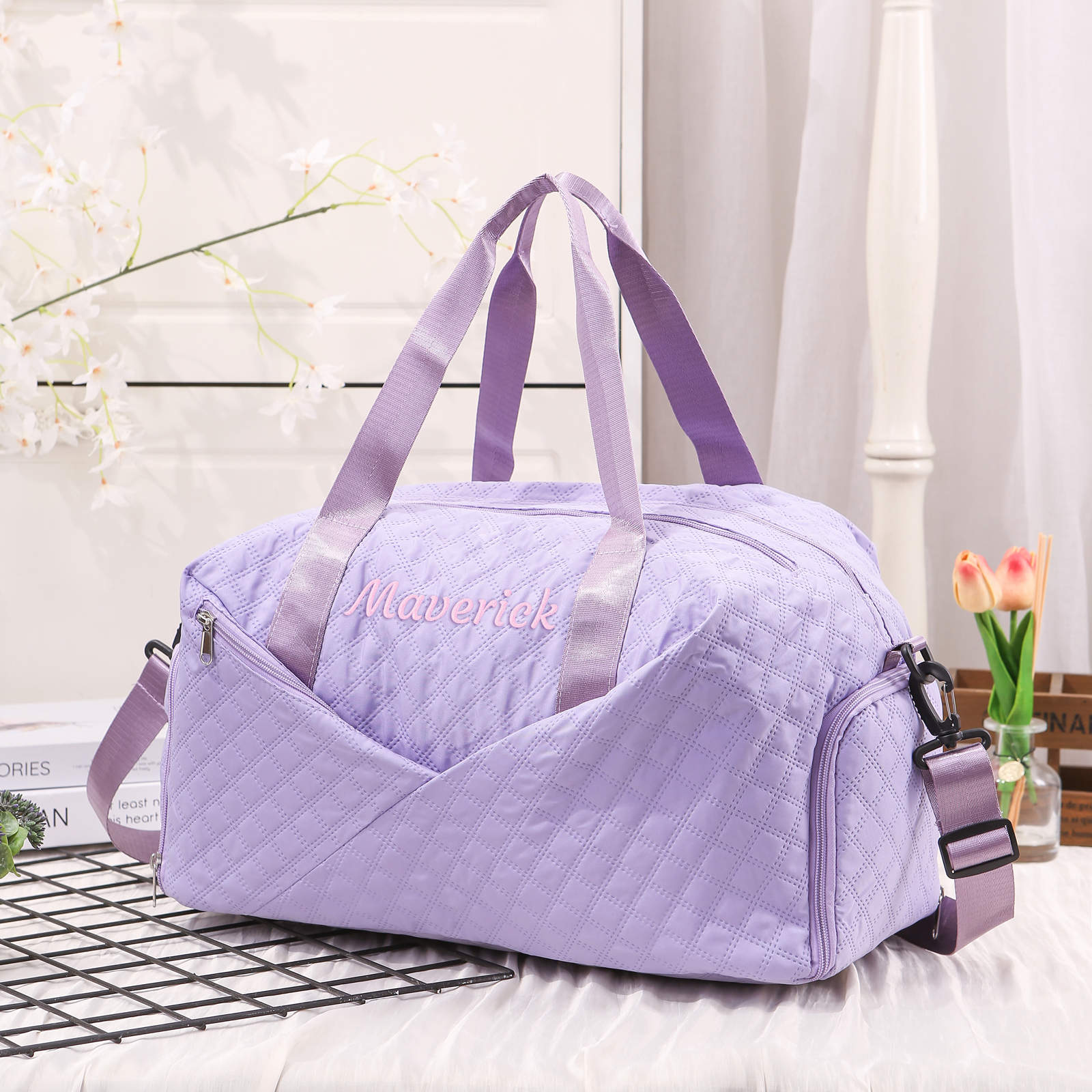 Personalisierter 1 Name Oxford-Stoff Reisetasche/Gymtasche in 3 Farben