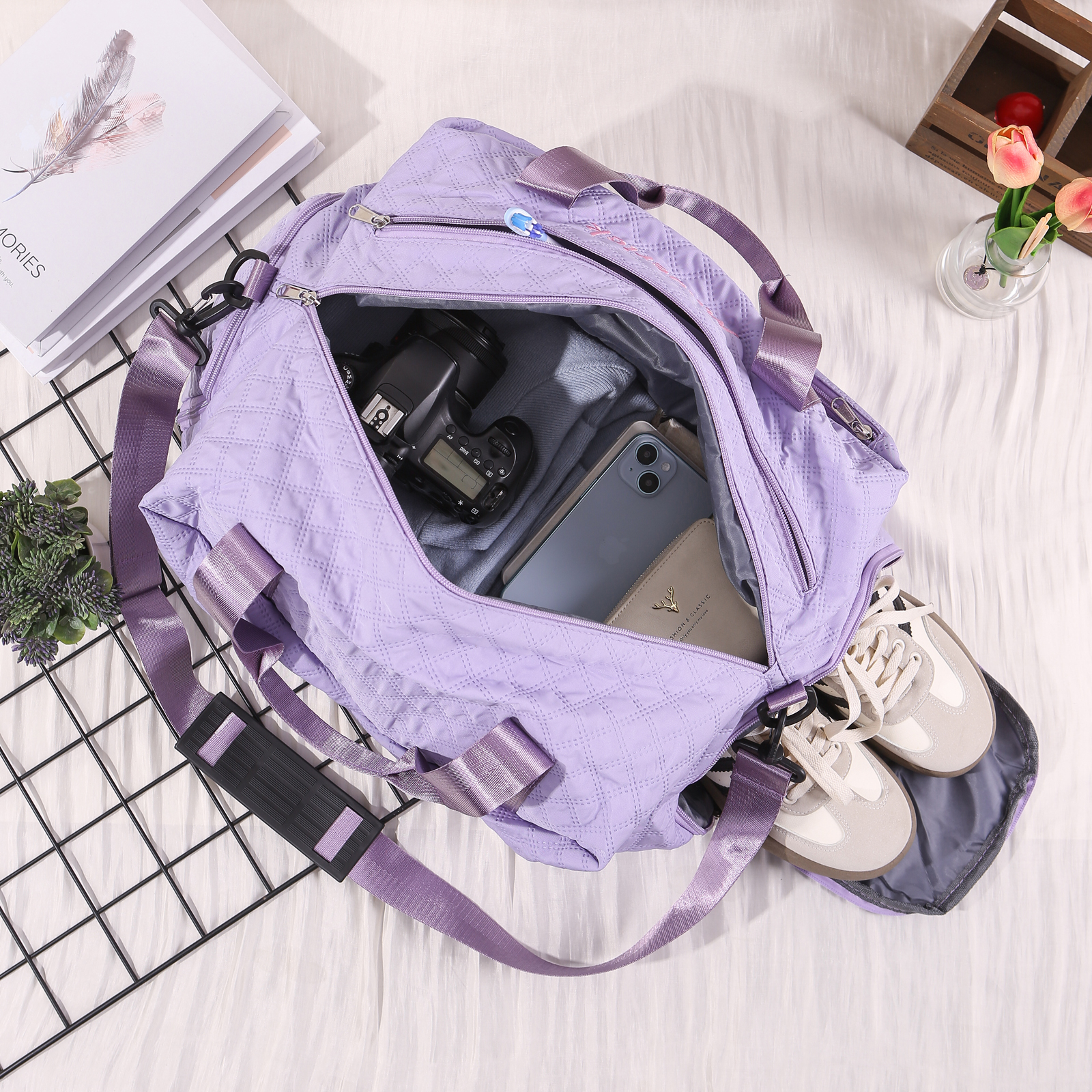 Personalisierter 1 Name Oxford-Stoff Reisetasche/Gymtasche in 3 Farben