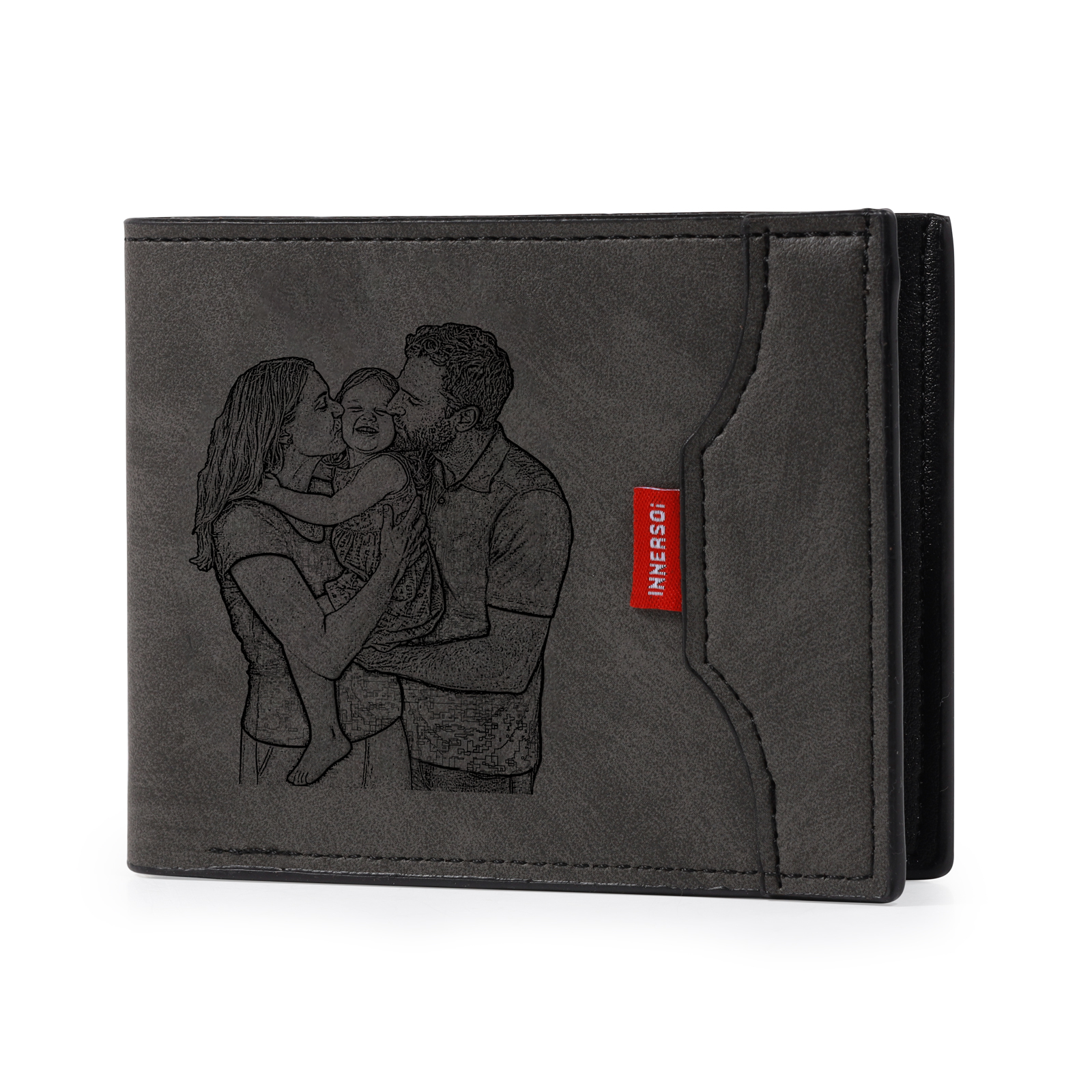 Personalisierte Herren Geldbörse aus PU‑Leder, individuell mit Foto, Kalender oder Namensgravur