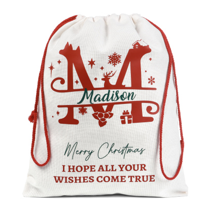 Personalisierter Weihnachtssack mit Namen & Monogramm – nachhaltiger Nikolaussack aus Baumwolle