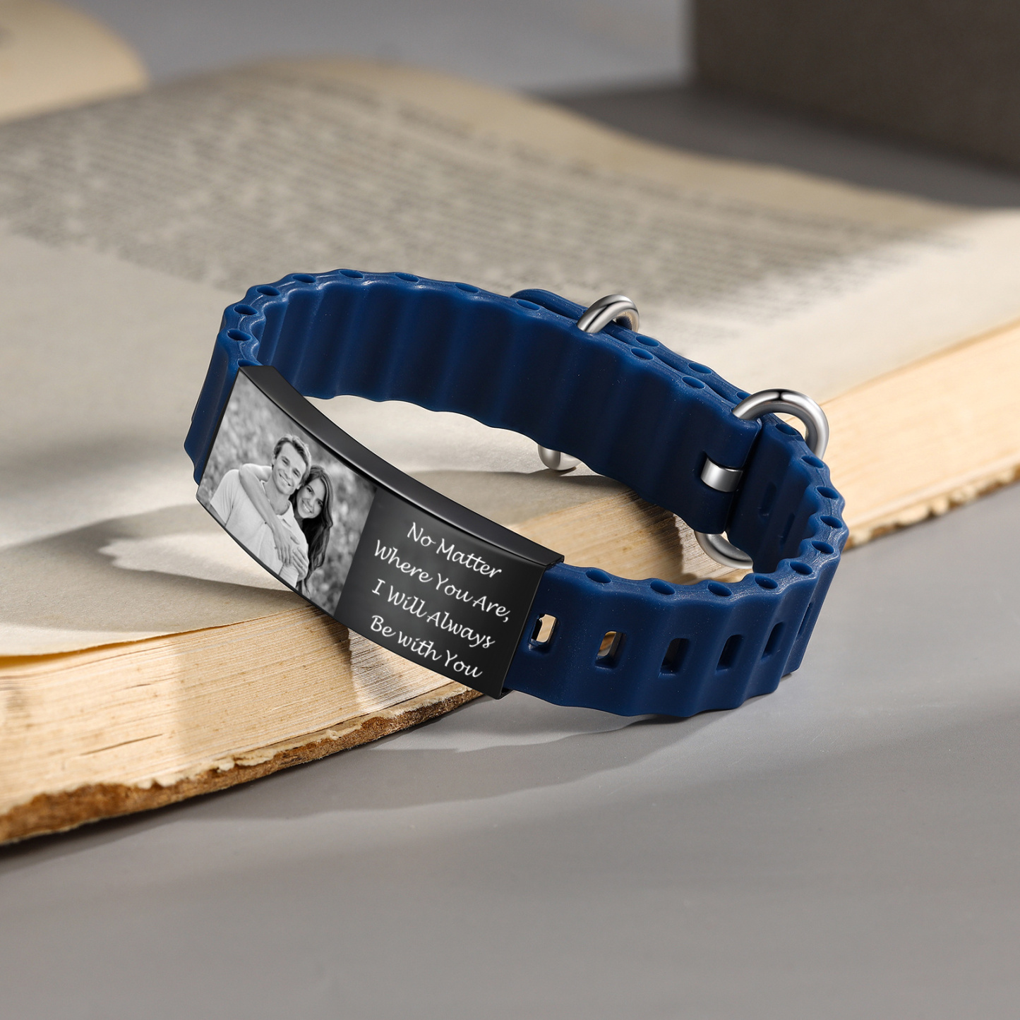 Personalisiertes Herren-Fotoarmband – Gravur & Text