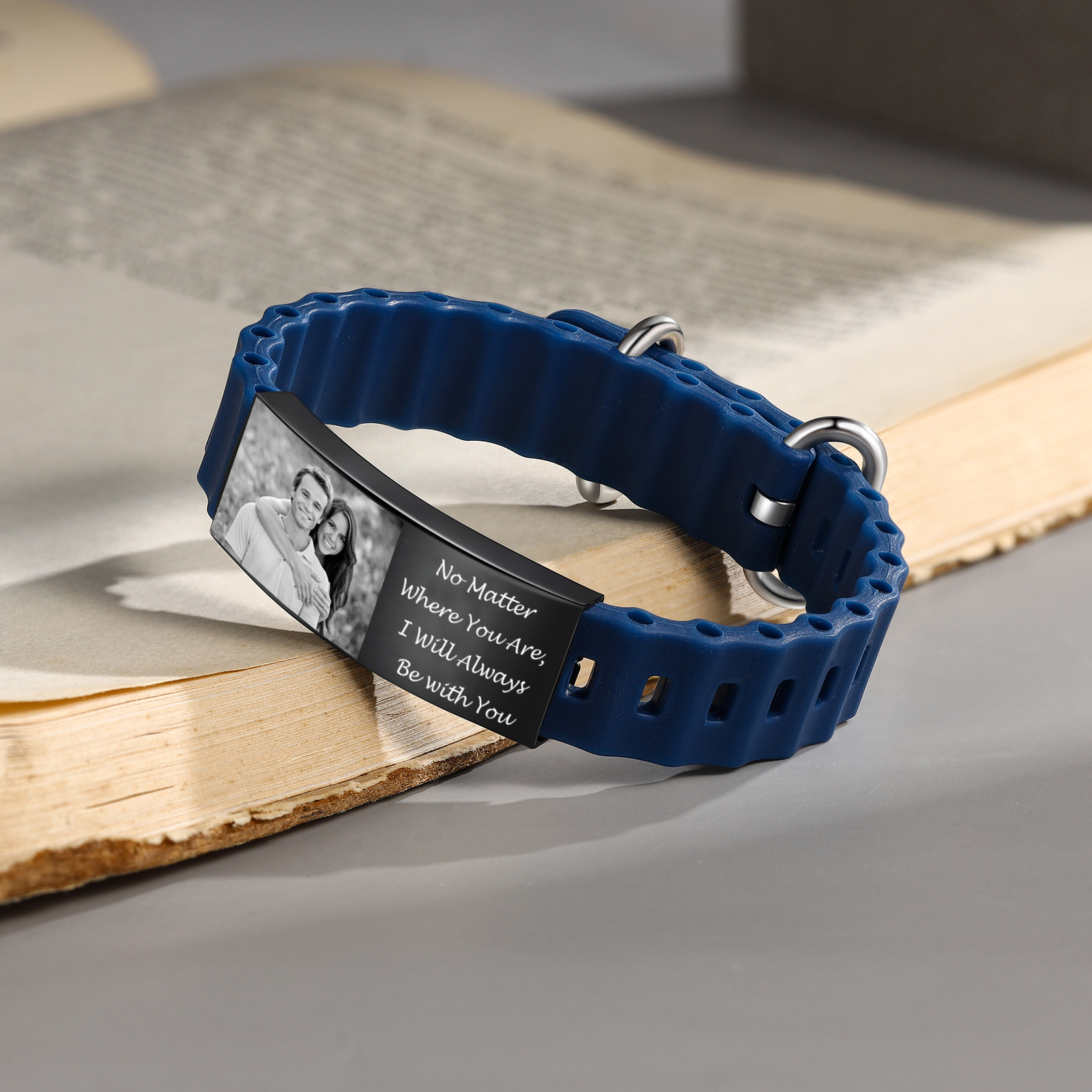 Personalisiertes Herren-Fotoarmband – Gravur & Text