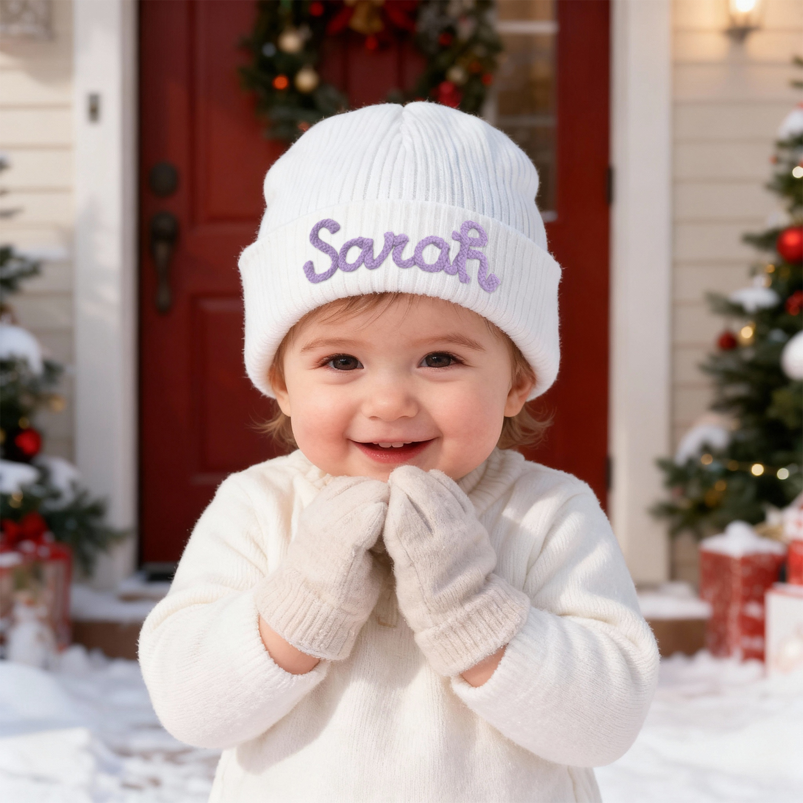 Personalisierte Namens-Beanie-Mütze für Babys, Kinder und Kleinkinder – handgefertigt, bestickt, kuschelig gestrickt