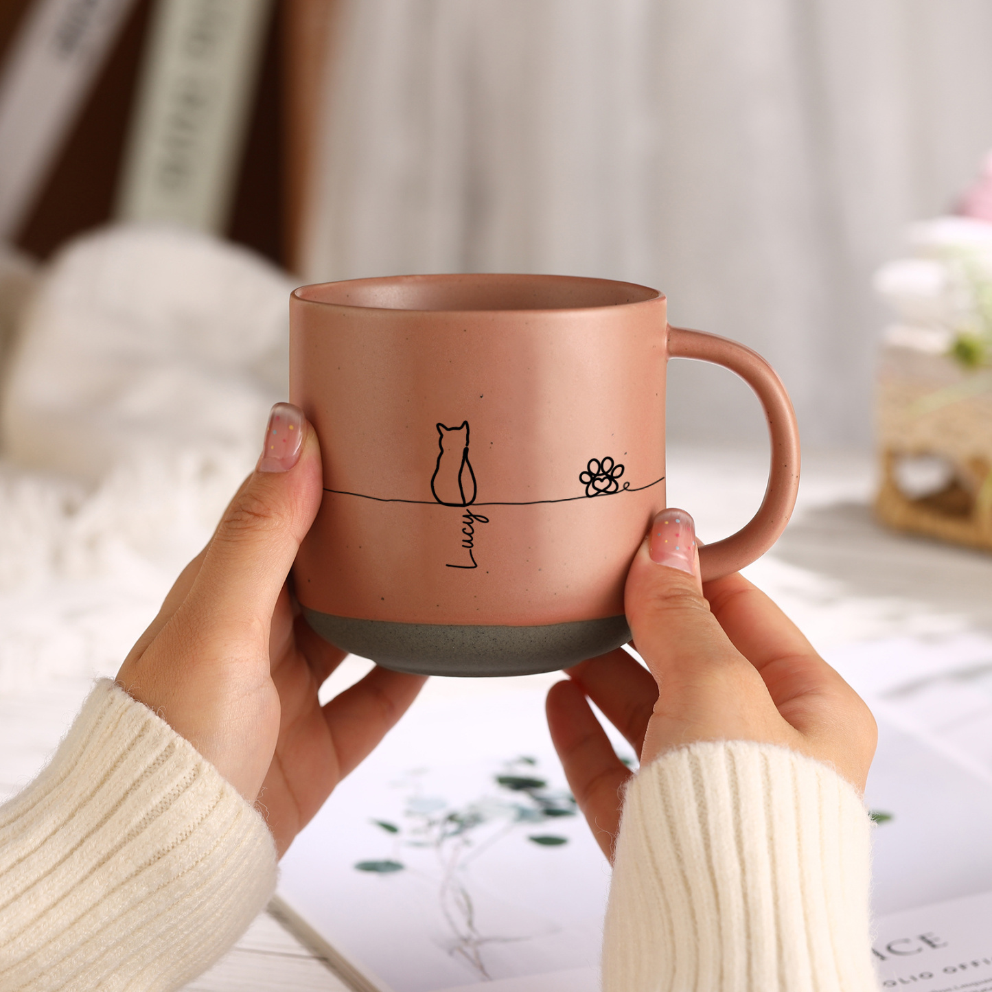 Personalisierte Keramiktasse mit Namen – Katzen- oder Hundemotiv für Haustierliebhaber