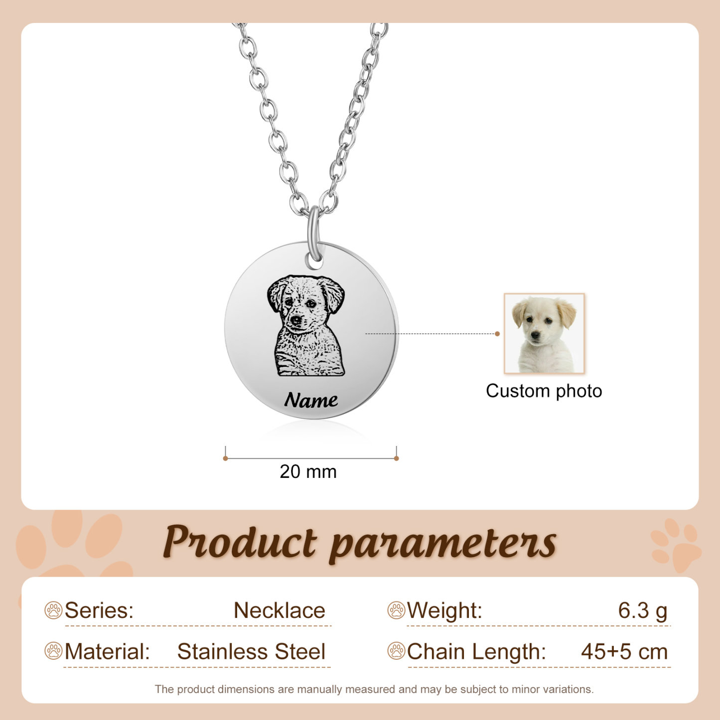 Personalisiertes Foto & Name Haustier Halsektte Haustier Andenken Geschenk