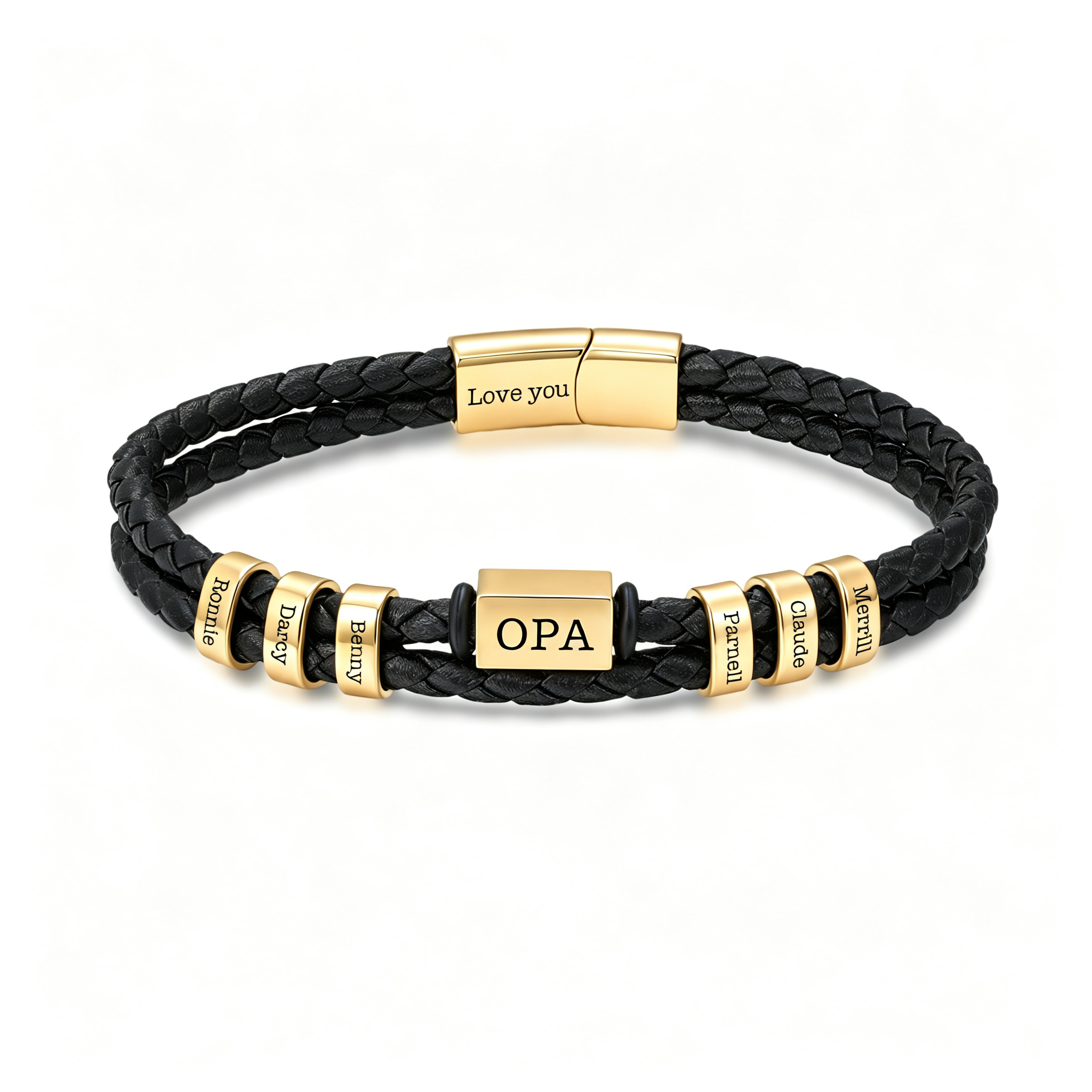Personalisiertes Herrenarmband aus geflochtenem Kunstleder mit 1–6 Namen Geschenk für Papa