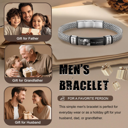 Personalisierbares Herren-Fotoarmband mit Gravur und 2–5 Namen