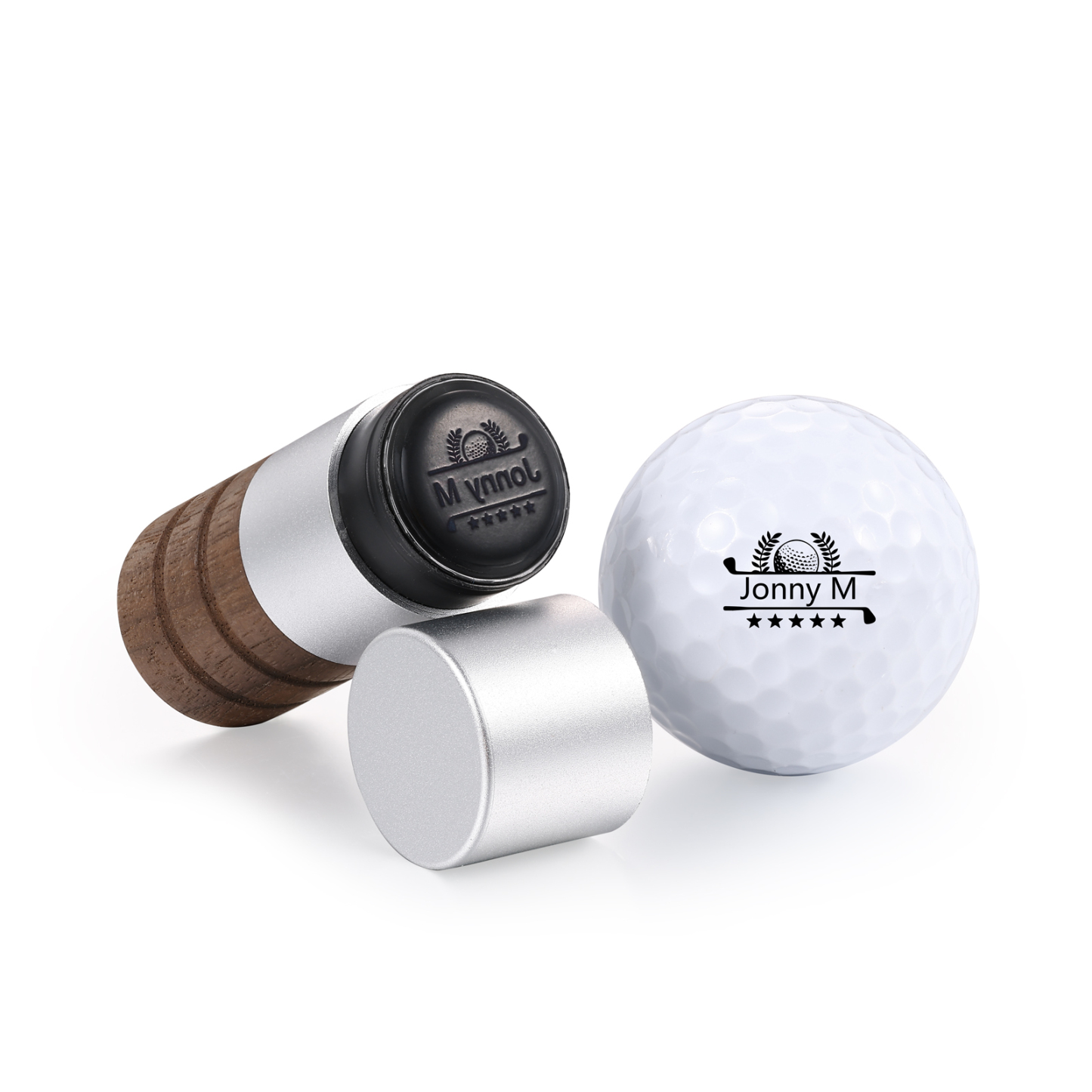 Personalisierter Golfball-Stempel aus Walnussholz Individueller Logostempel