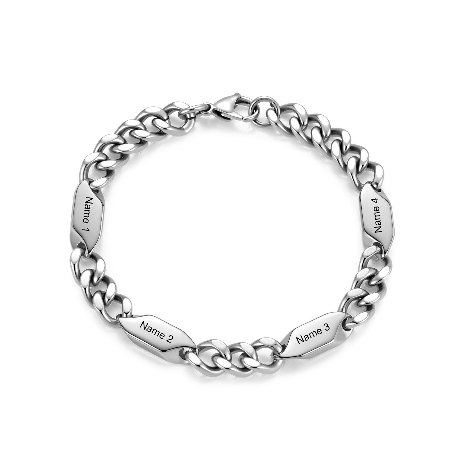 Personalisiertes Panzerarmband aus Edelstahl mit 1 bis 5 gravierten Namen Geschenk für Papa, Ehemann oder Familie