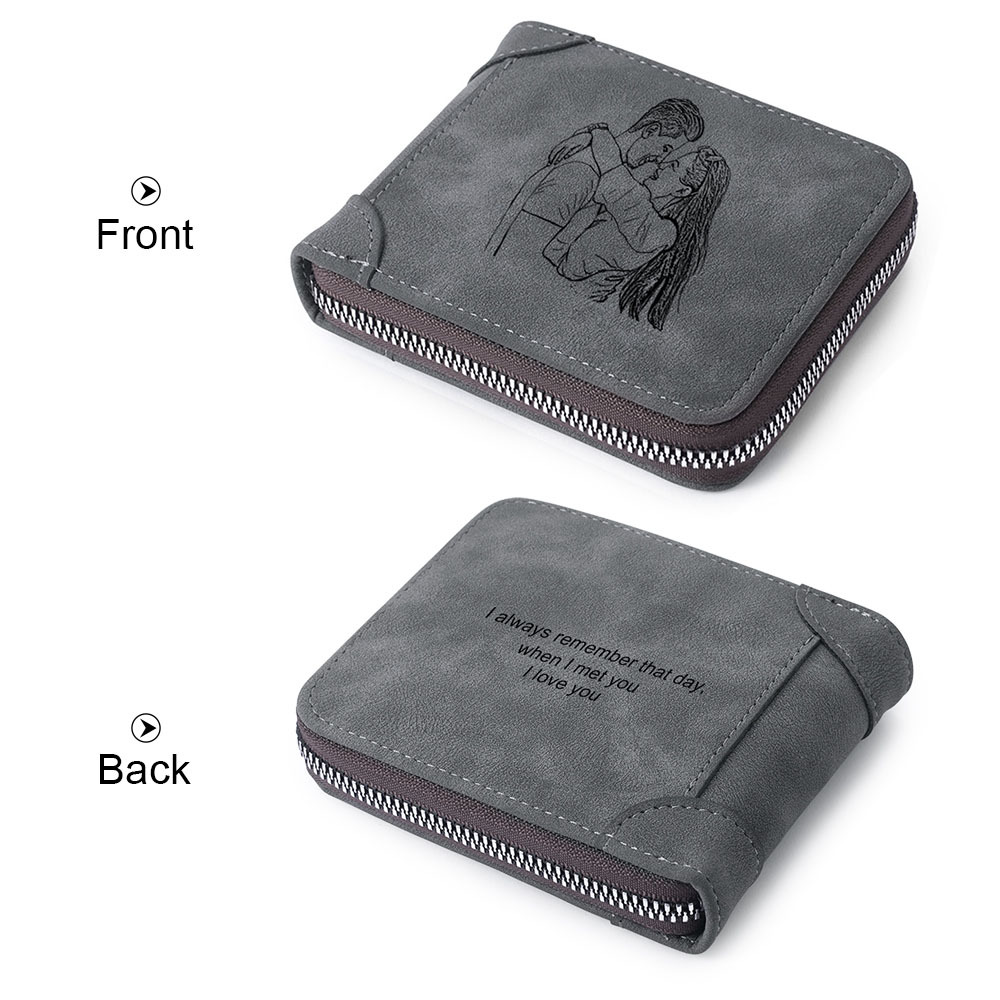 Personalisierter Foto PU Leder Geldbörse & 2-6 Namen Leder Armband & Karte & Box Geschenkbox Set für Papa