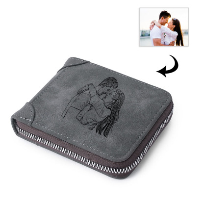 Personalisierter Foto PU Leder Geldbörse & 2-6 Namen Leder Armband & Karte & Box Geschenkbox Set für Papa