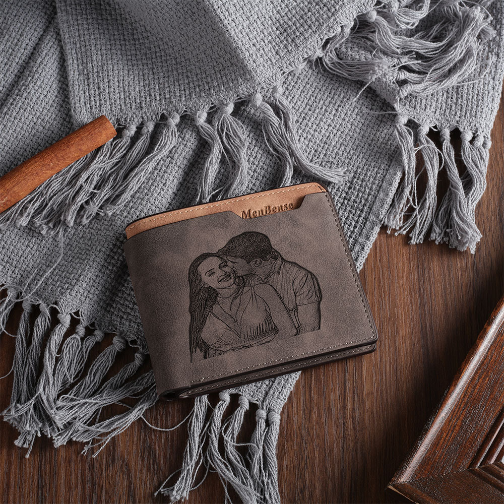 Herren Personalisierter Name & Buchstabe & Foto Lede Geldbörse Geschenk