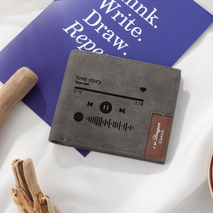 Herren Personalisierte Spotify Code PU-Leder Geldbörse in Grau