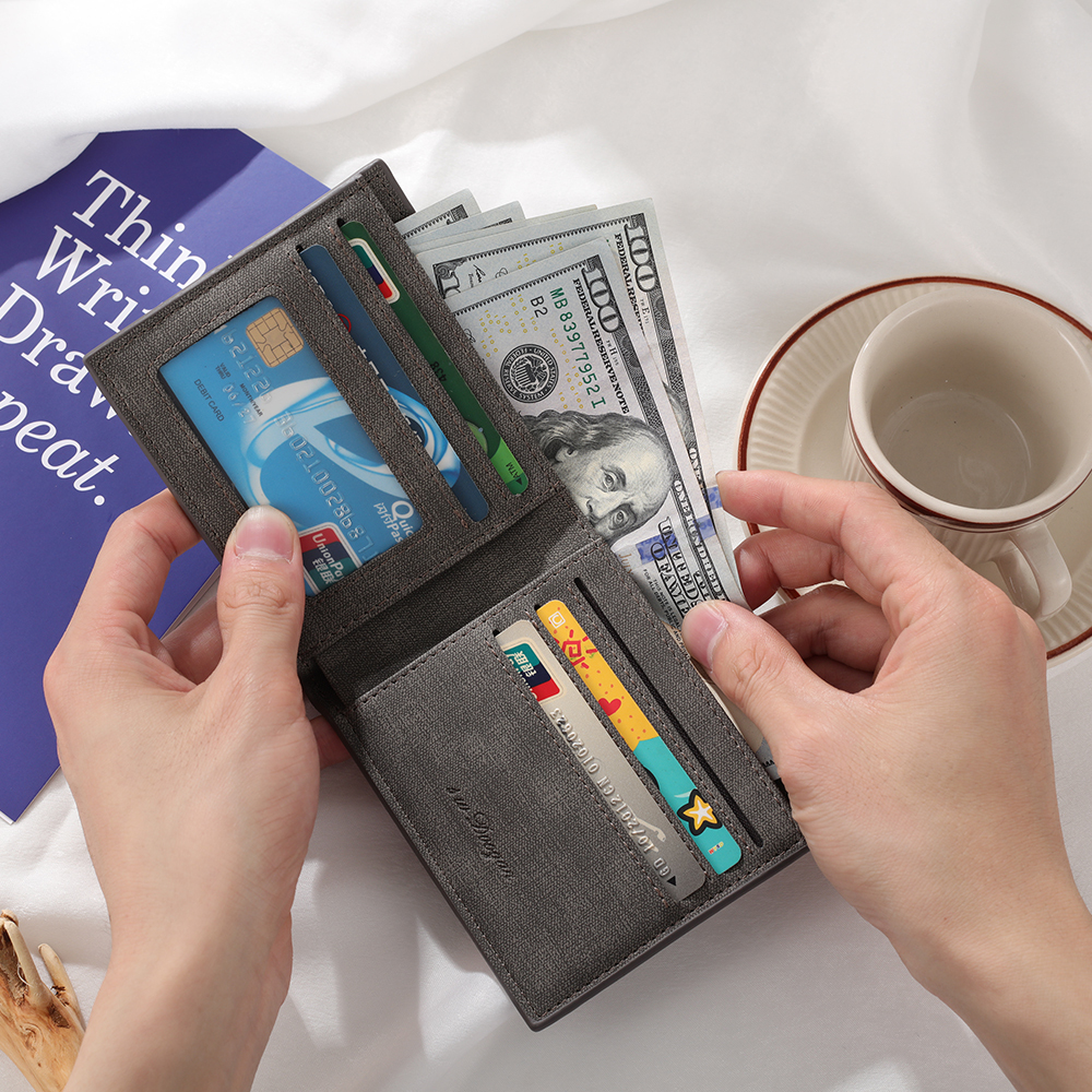 Herren Personalisierte Spotify Code PU-Leder Geldbörse in Grau