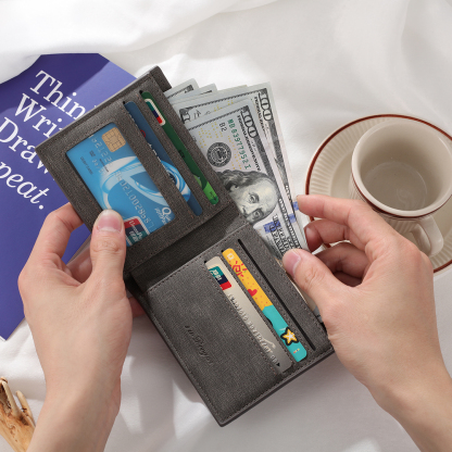 Herren Personalisierte Spotify Code PU-Leder Geldbörse in Grau