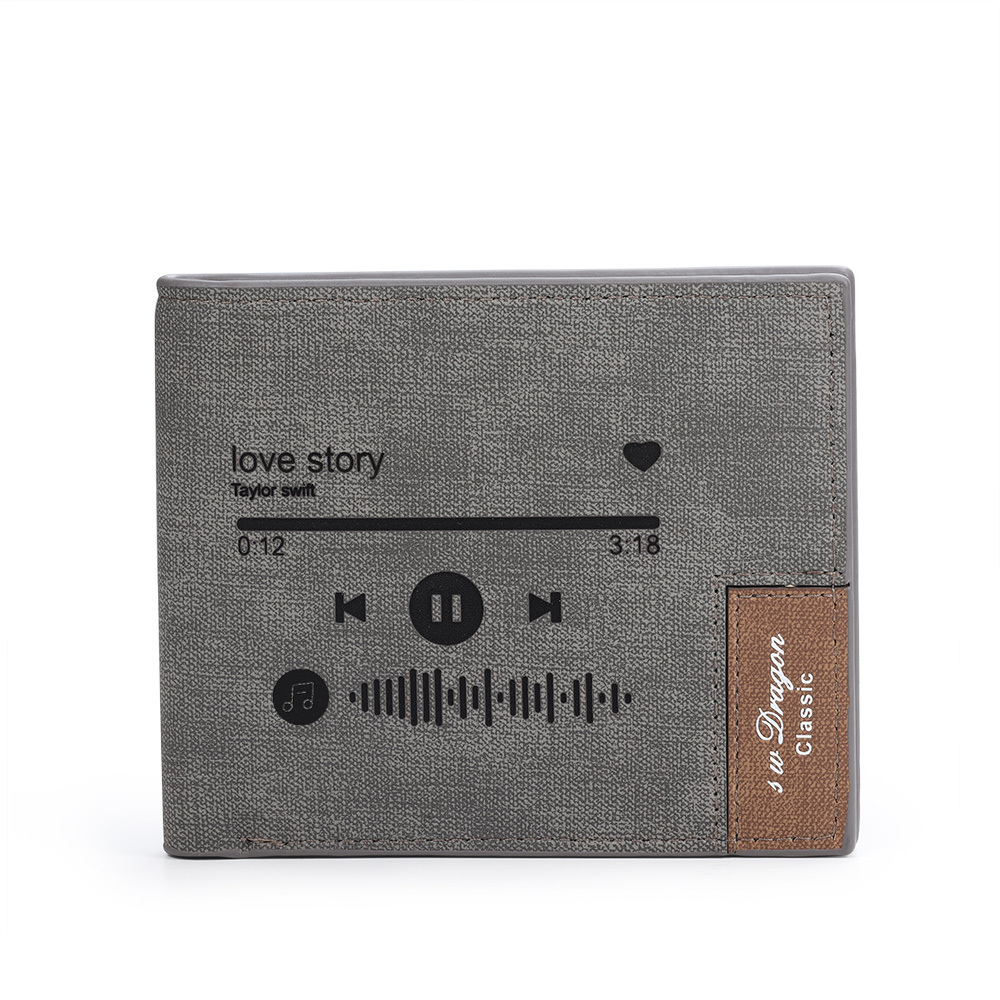 Herren Personalisierte Spotify Code PU-Leder Geldbörse in Grau