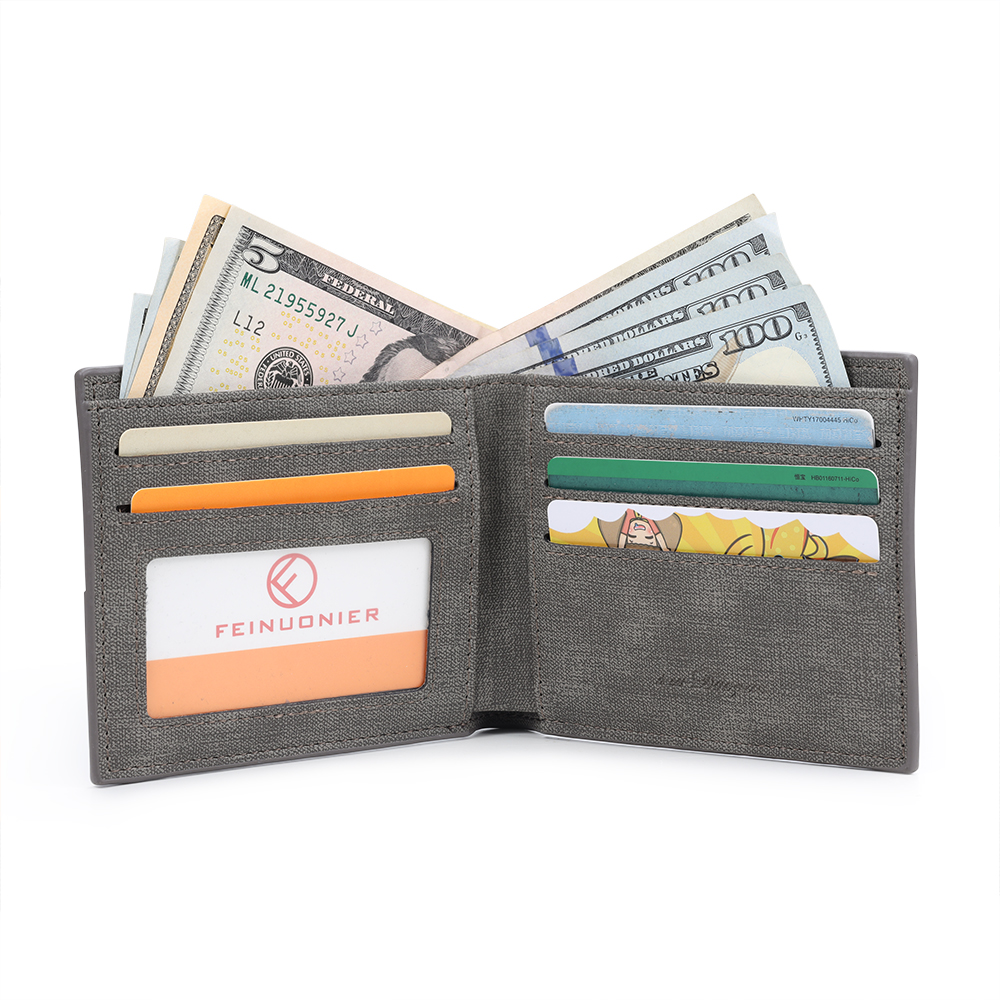 Herren Personalisierte Spotify Code PU-Leder Geldbörse in Grau