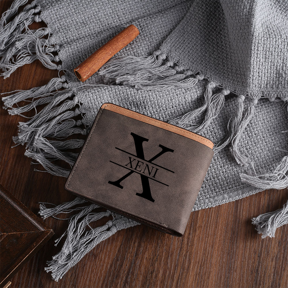 Herren Personalisierter Name & Buchstabe & Foto Lede Geldbörse Geschenk