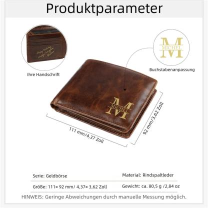 Personalisierte Herren-Geldbörse aus echtem Leder, zweifach klappbar