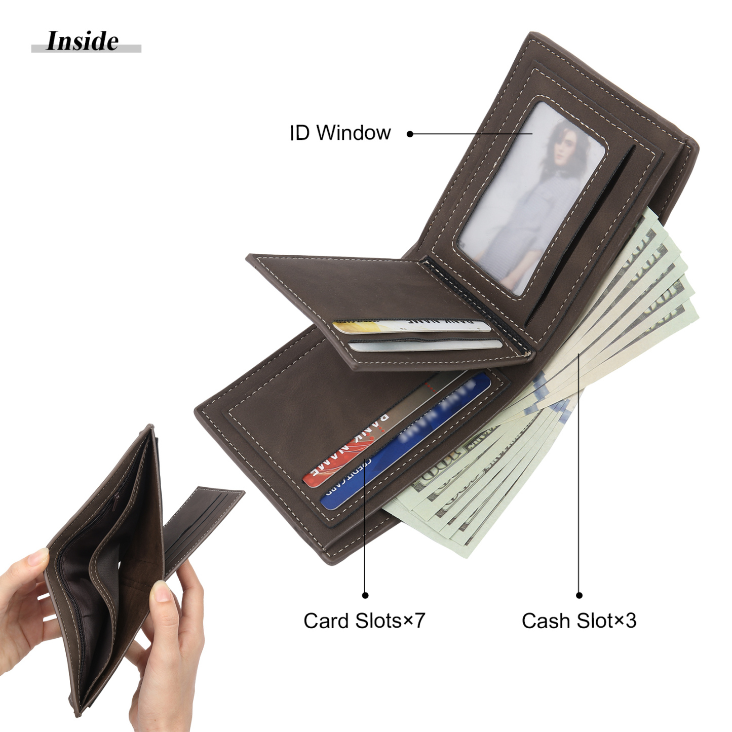 Personalisiertes Foto & Name & Buchstabe Herren Geldbörse & Foto & Text Geldbörse Karte & Stift Geschenkbox Set für Mann/ Freund