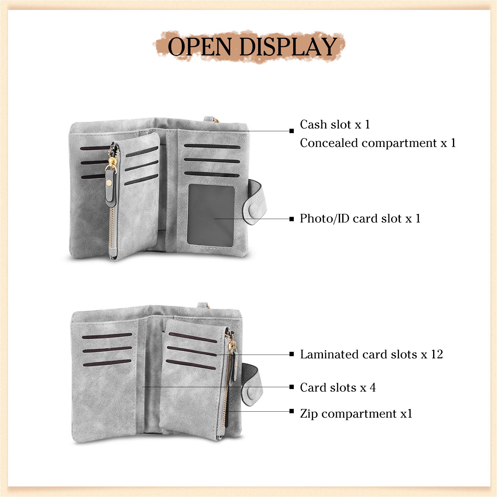 Damen Personalisierte 2-7 Namen Blume Hand PU Leder Geldbörse