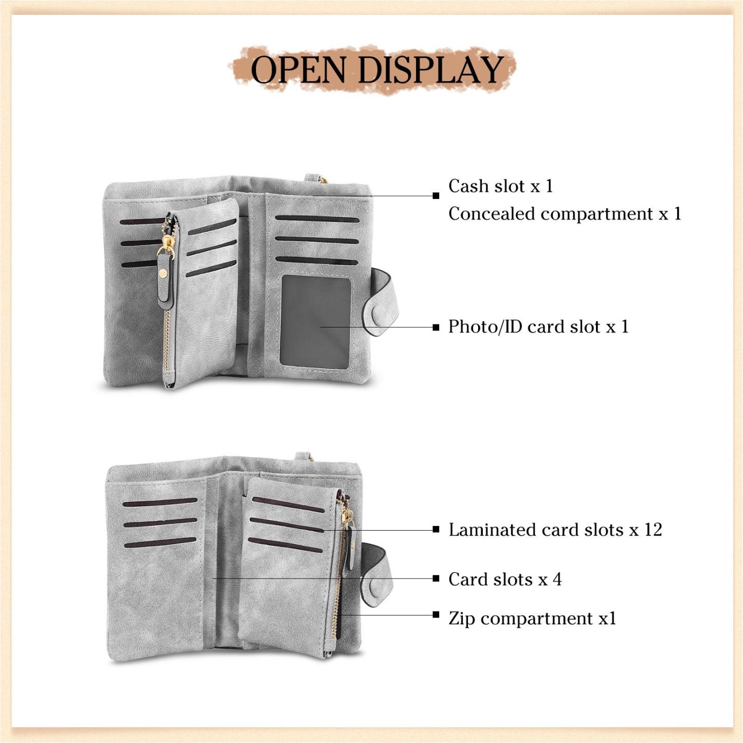 Damen Personalisierte 2-7 Namen Blume Hand PU Leder Geldbörse