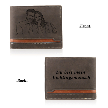 Personalisiertes Foto & Text Leder Geldbörse für Paare