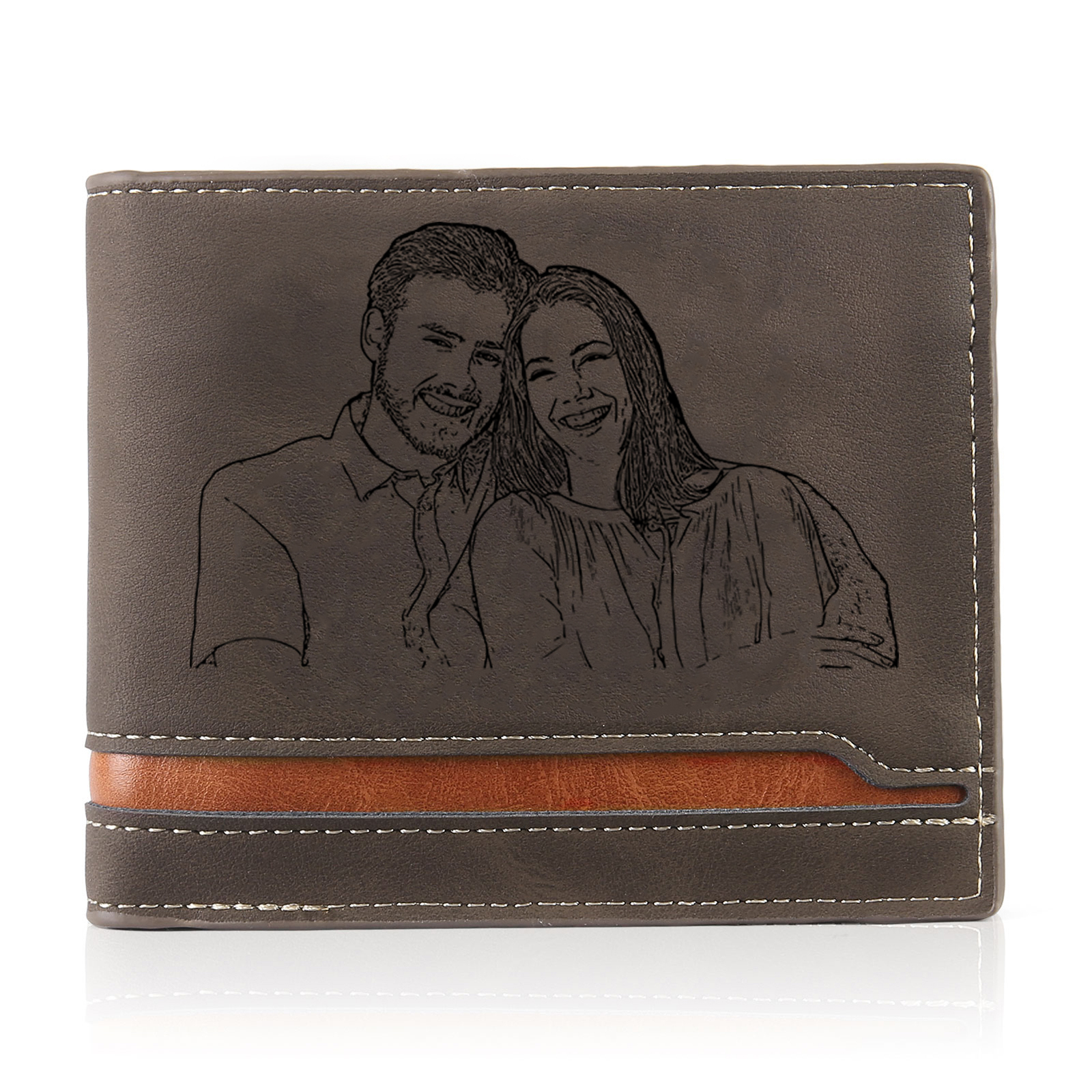 Personalisiertes Foto & Text Leder Geldbörse für Paare