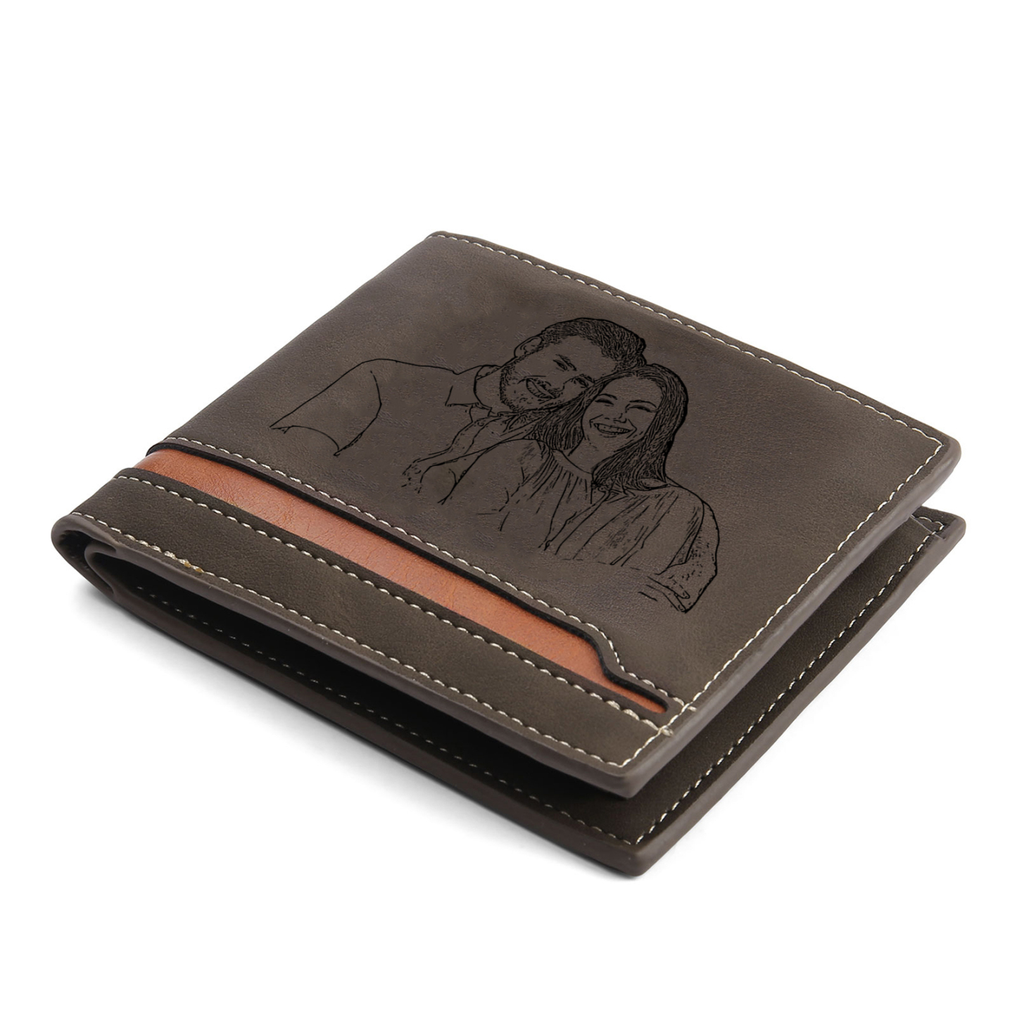 Personalisiertes Foto & Text Leder Geldbörse für Paare