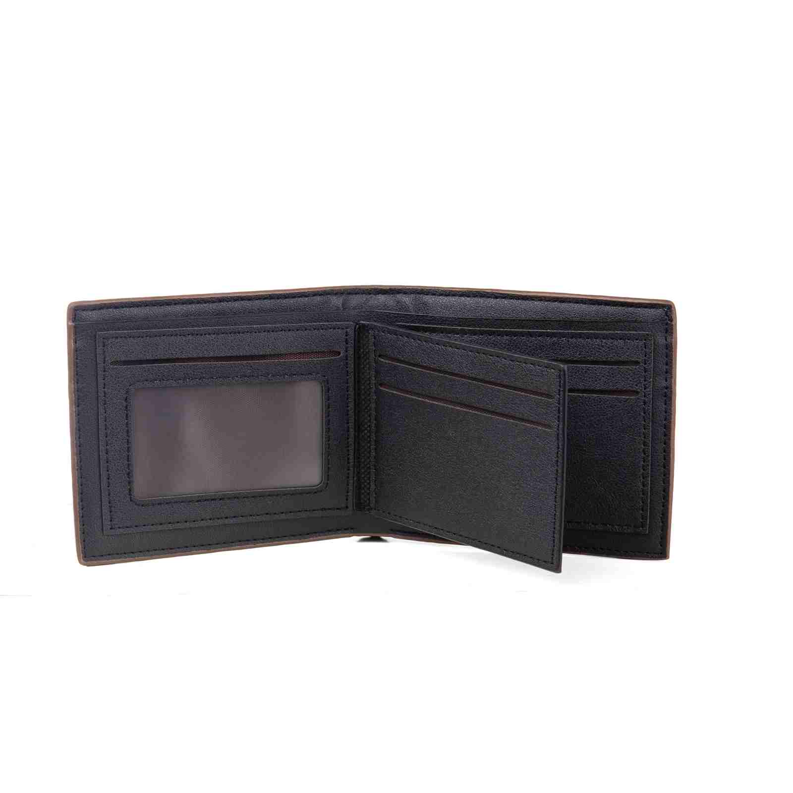 Personalisierte Herren-Geldbörse aus Leder mit eigenem Foto – Dunkelbraun/Dunkelgrau, 10 Muster zur Auswahl