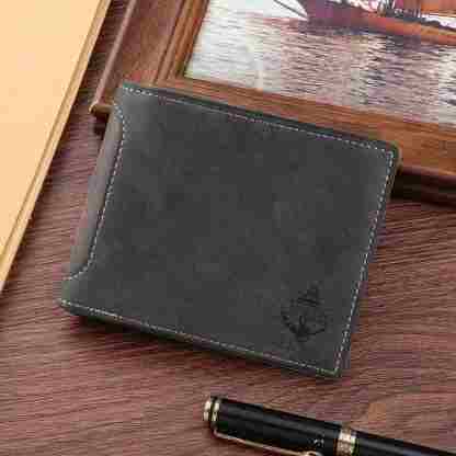 Personalisierte Herren-Geldbörse aus Leder mit eigenem Foto – Dunkelbraun/Dunkelgrau, 10 Muster zur Auswahl