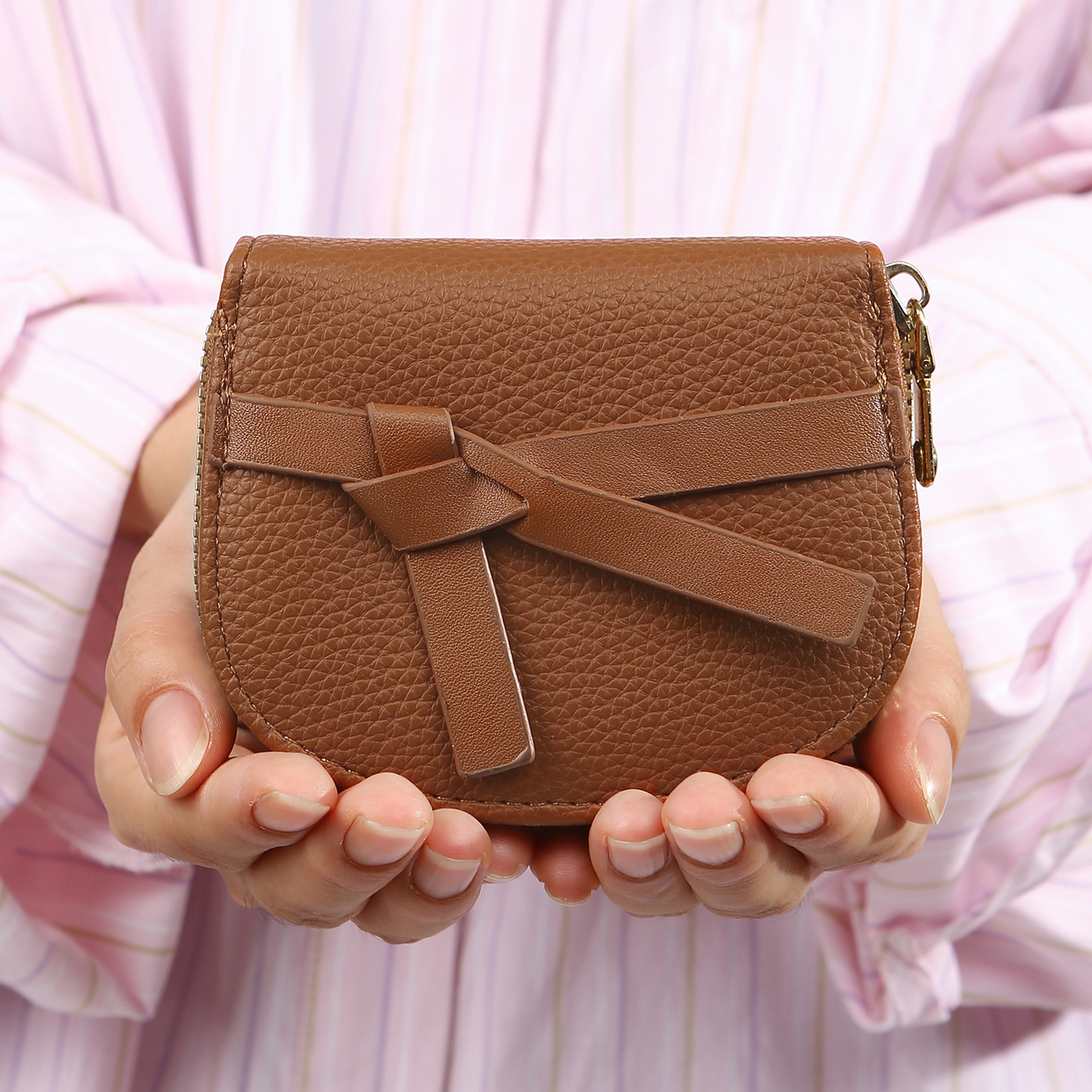 Damen Personalisiertes 1 Foto PU Leder Portemonnaie in Grün/ Braun/ Rot/ Grau – individuelle Geldbörse mit Reißverschluss