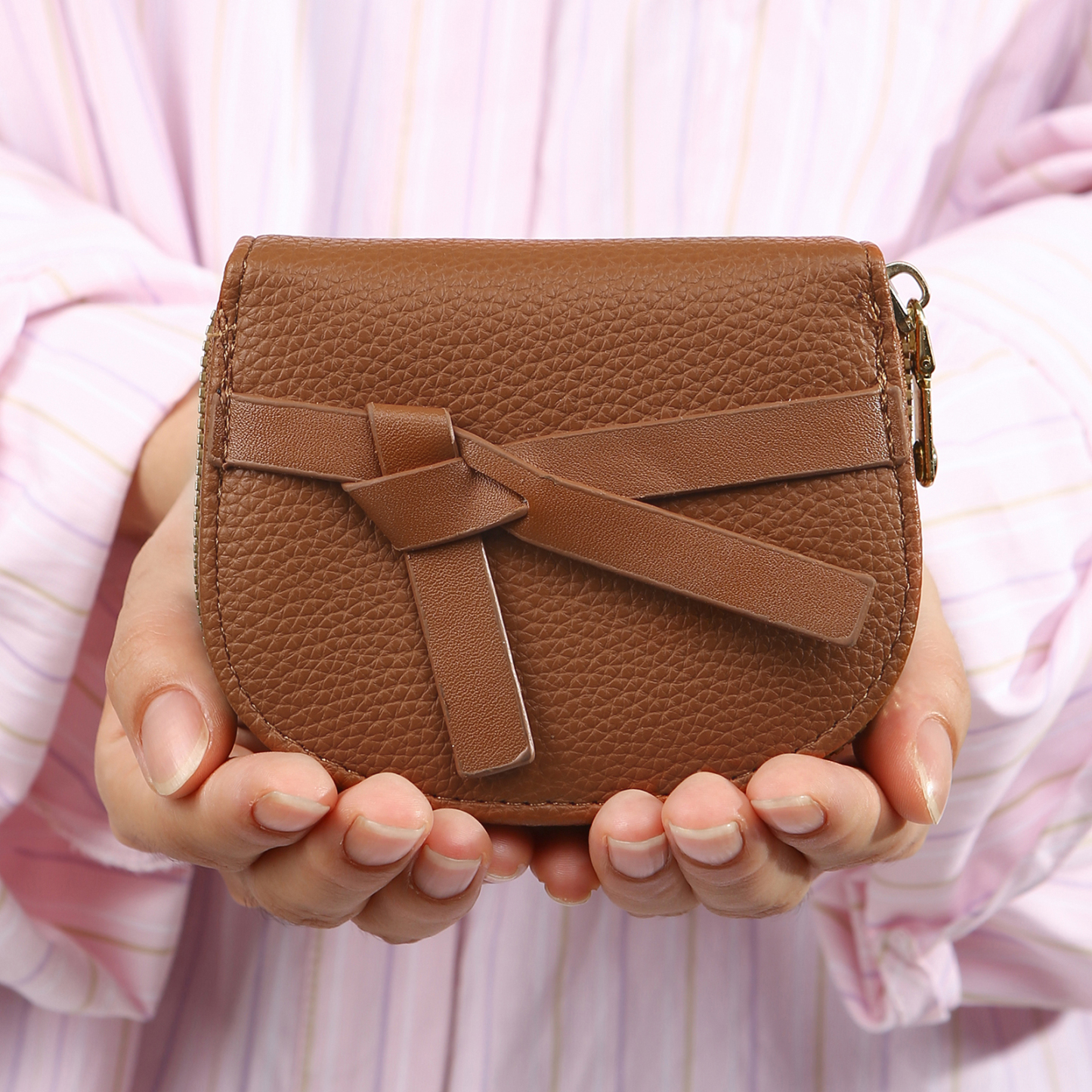 Damen Personalisiertes 1 Foto PU Leder Portemonnaie in Grün/ Braun/ Rot/ Grau – individuelle Geldbörse mit Reißverschluss