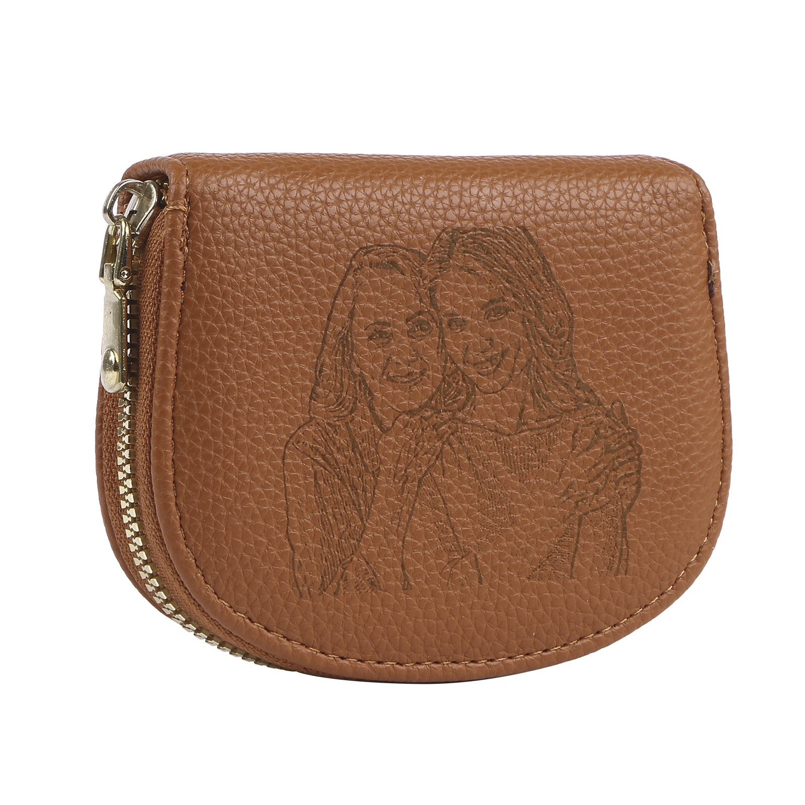 Damen Personalisiertes 1 Foto PU Leder Portemonnaie in Grün/ Braun/ Rot/ Grau – individuelle Geldbörse mit Reißverschluss