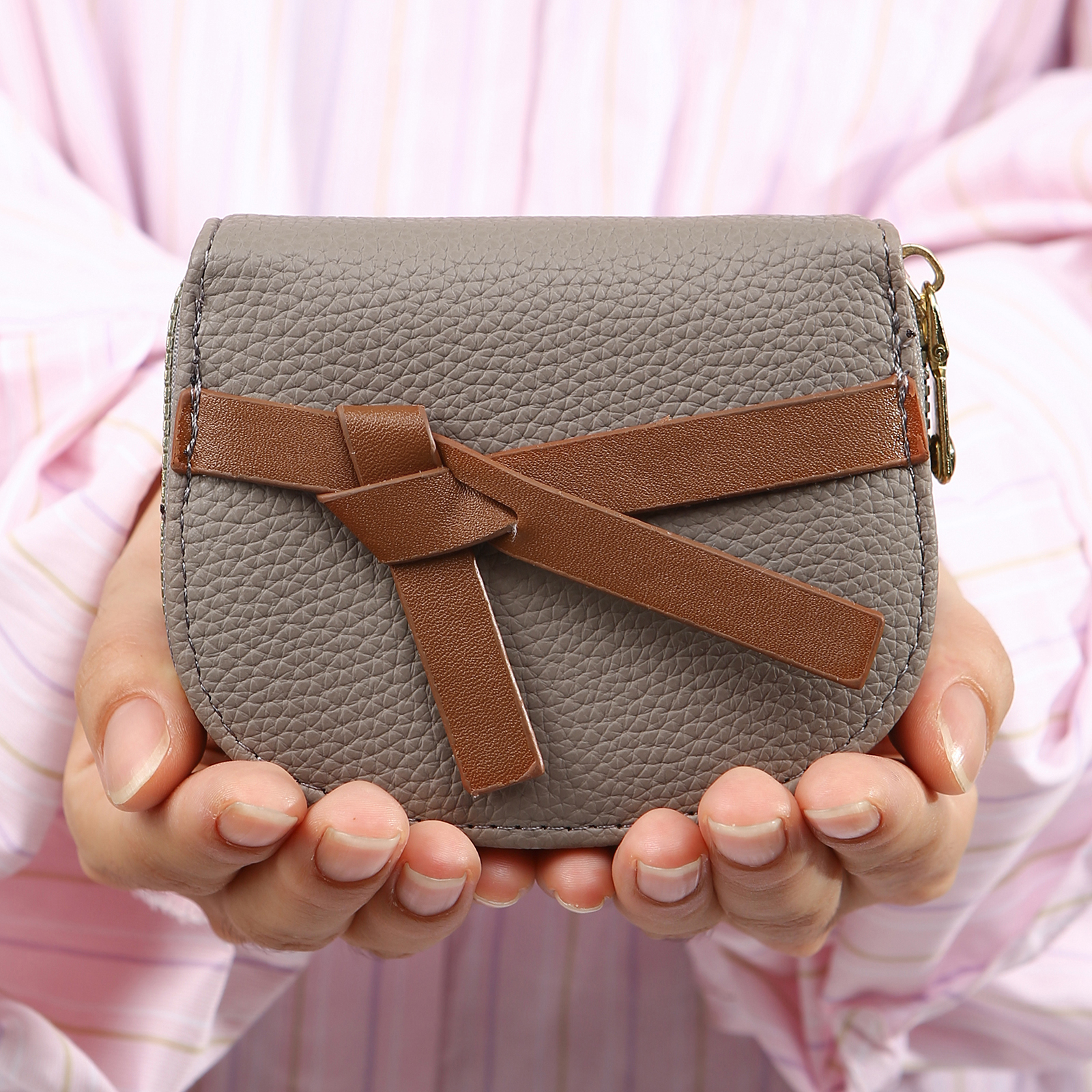 Damen Personalisiertes 1 Foto PU Leder Portemonnaie in Grün/ Braun/ Rot/ Grau – individuelle Geldbörse mit Reißverschluss