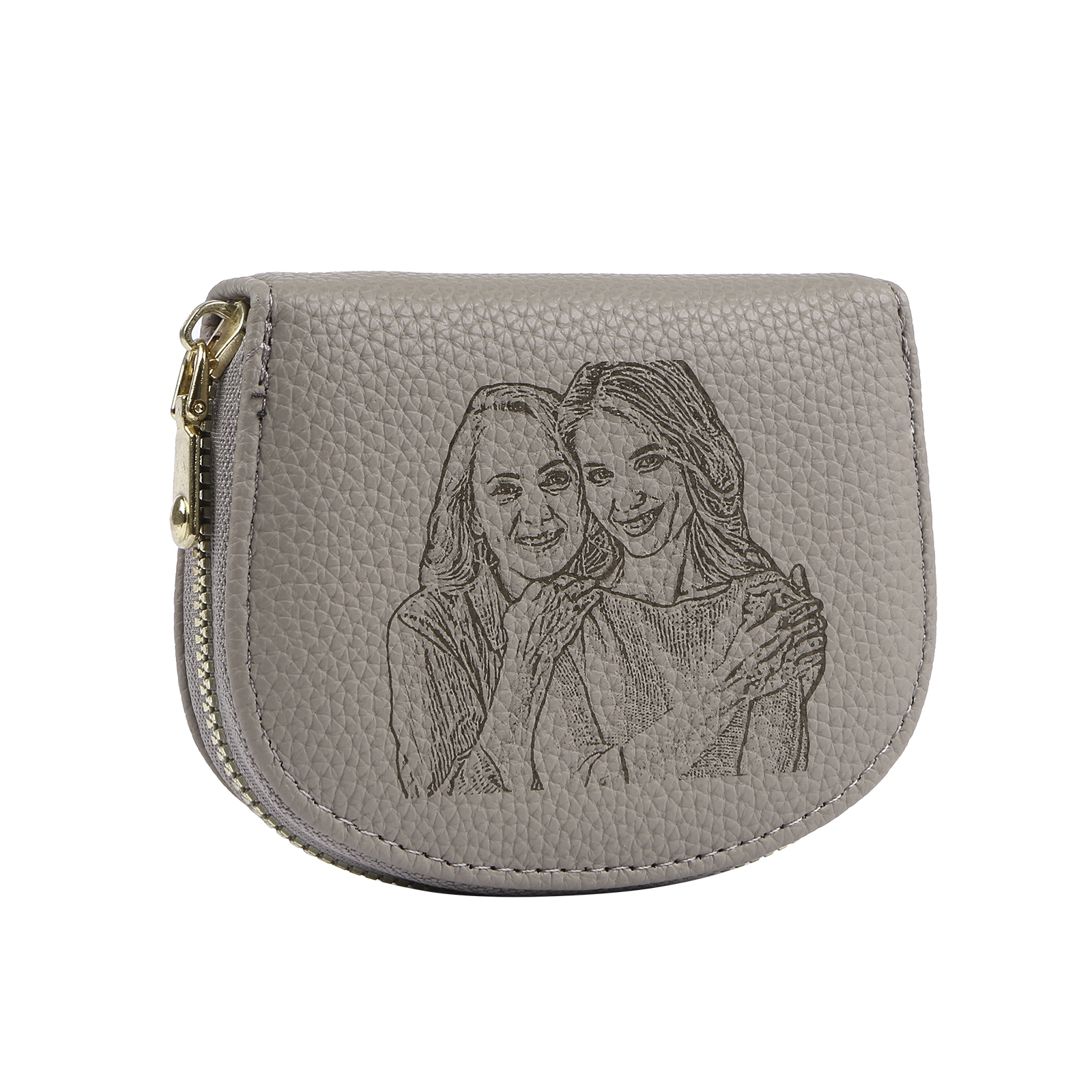 Damen Personalisiertes 1 Foto PU Leder Portemonnaie in Grün/ Braun/ Rot/ Grau – individuelle Geldbörse mit Reißverschluss