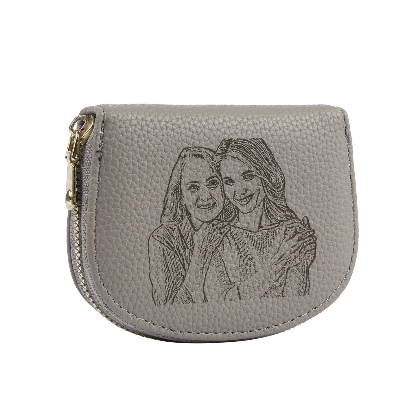 Damen Personalisiertes 1 Foto PU Leder Portemonnaie in Grün/ Braun/ Rot/ Grau – individuelle Geldbörse mit Reißverschluss